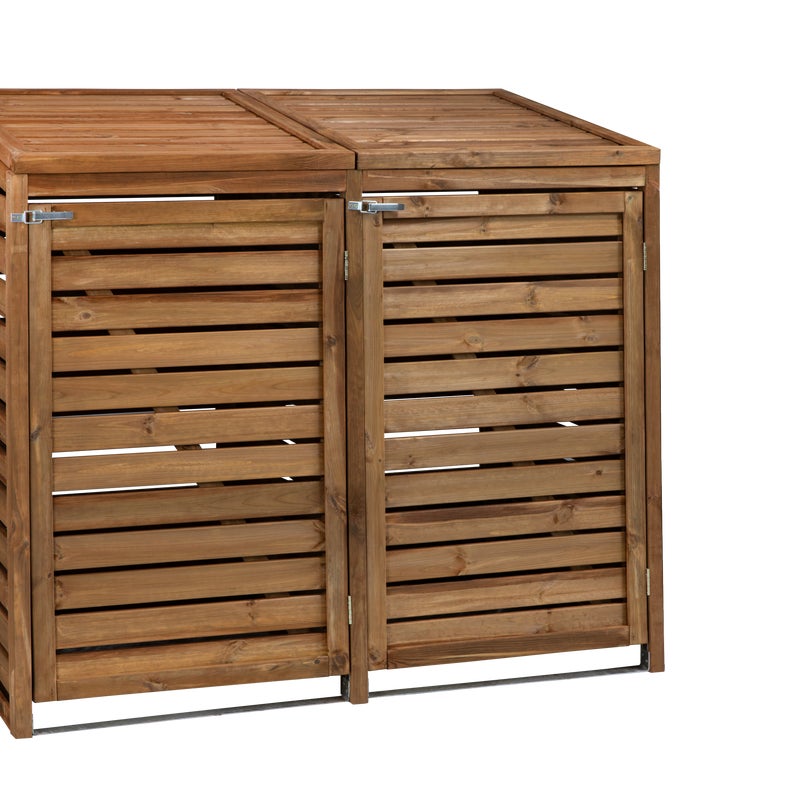 Osłona śmietnikowa podwójna Monaco 129x142x88 cm drewniana brąz Werth-Holz