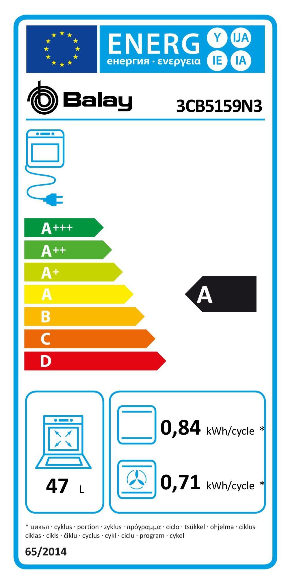 Horno Compac multifunción BALAY 3CB5159N3 NG71 litros 3.6kW Aqualisis negro Clase A+ - 13