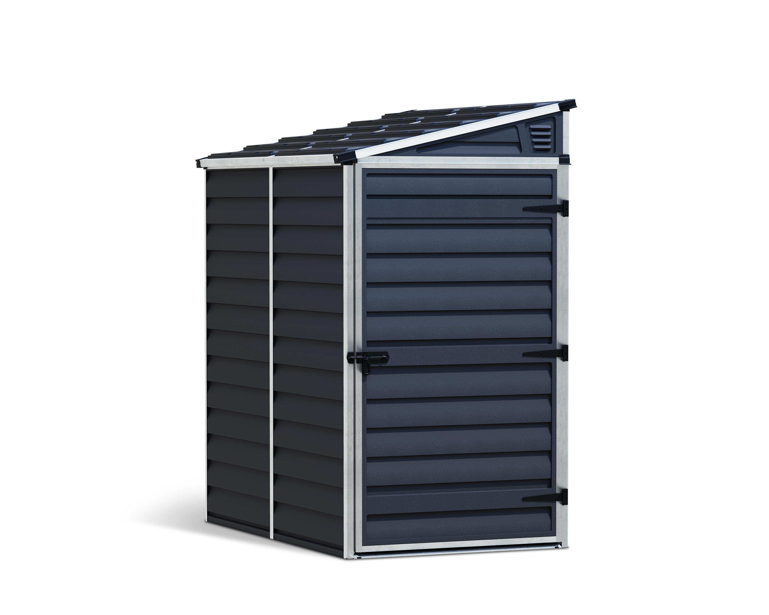 caseta de policarbonato skylight de 1175x203x175 cm y 21 m2 con 1 mm espesor y doble puerta abatible canopia by palram