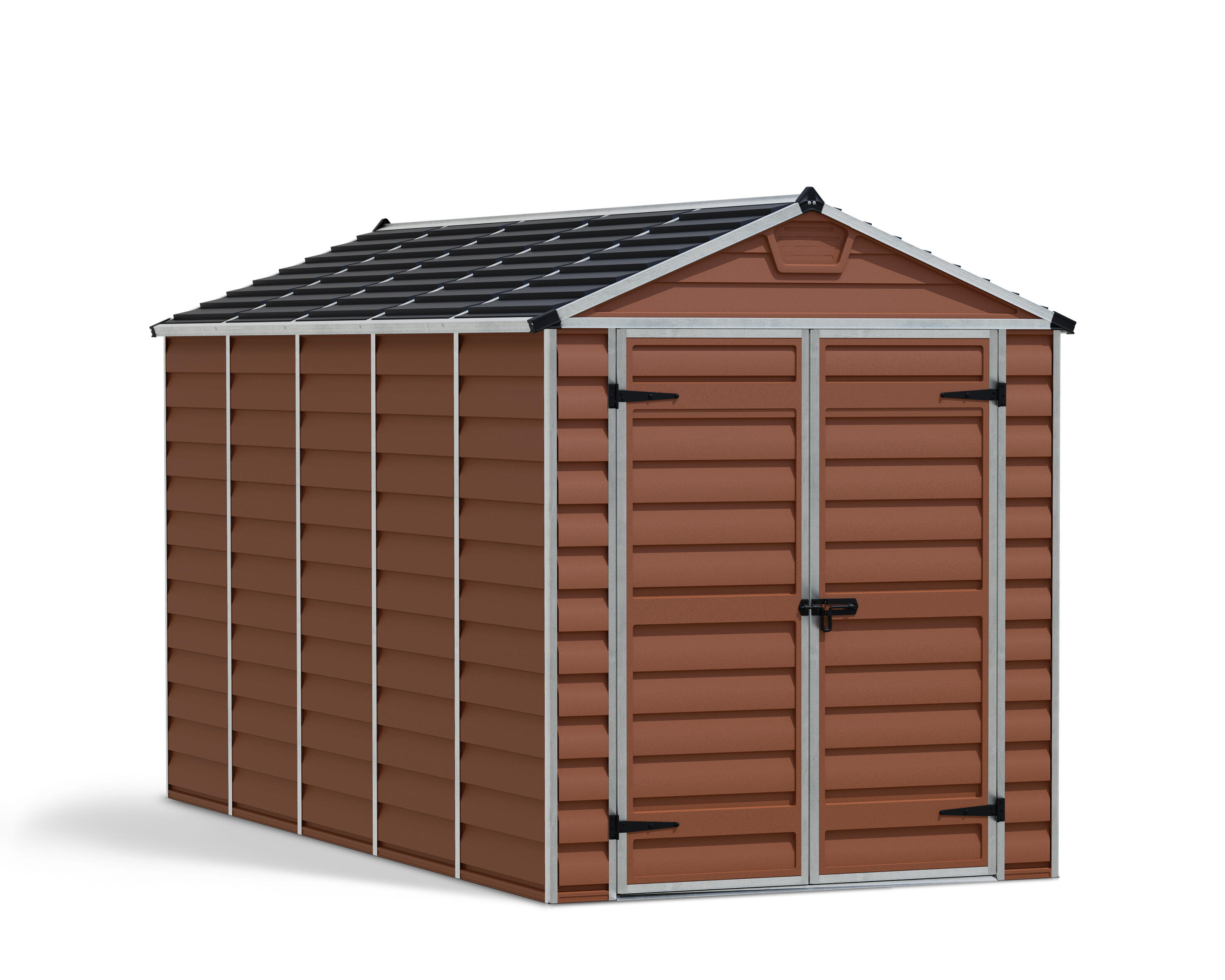 caseta de policarbonato skylight de 1854x217x3786 cm y 7 m2 con 1 mm espesor y doble puerta abatible canopia by palram