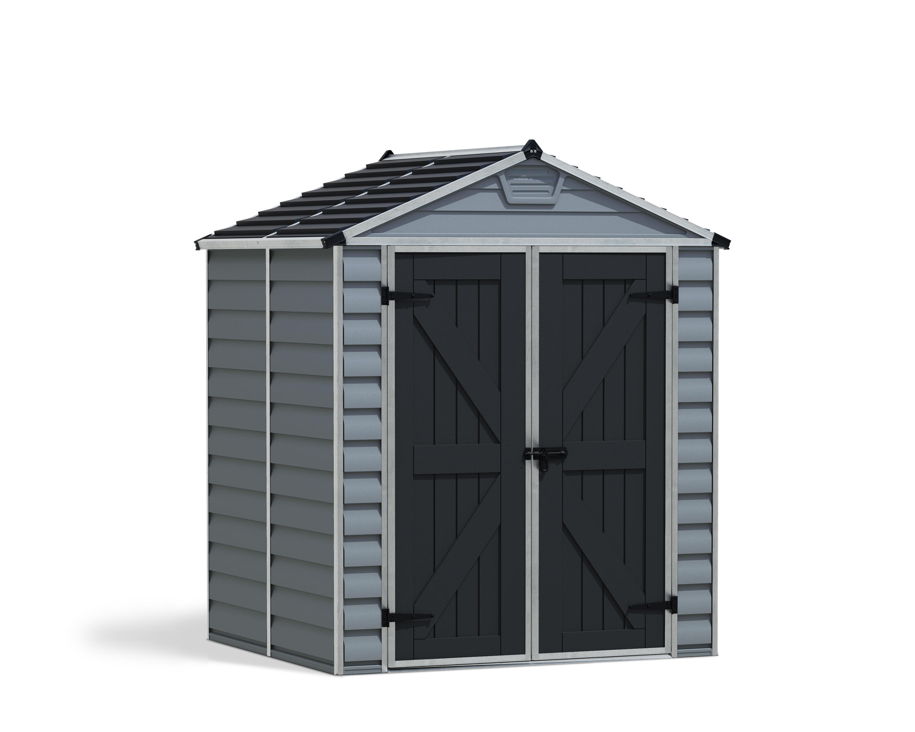 caseta de policarbonato skylight de 185x217x154 cm y 28 m2 con 1 mm espesor y doble puerta abatible canopia by palram