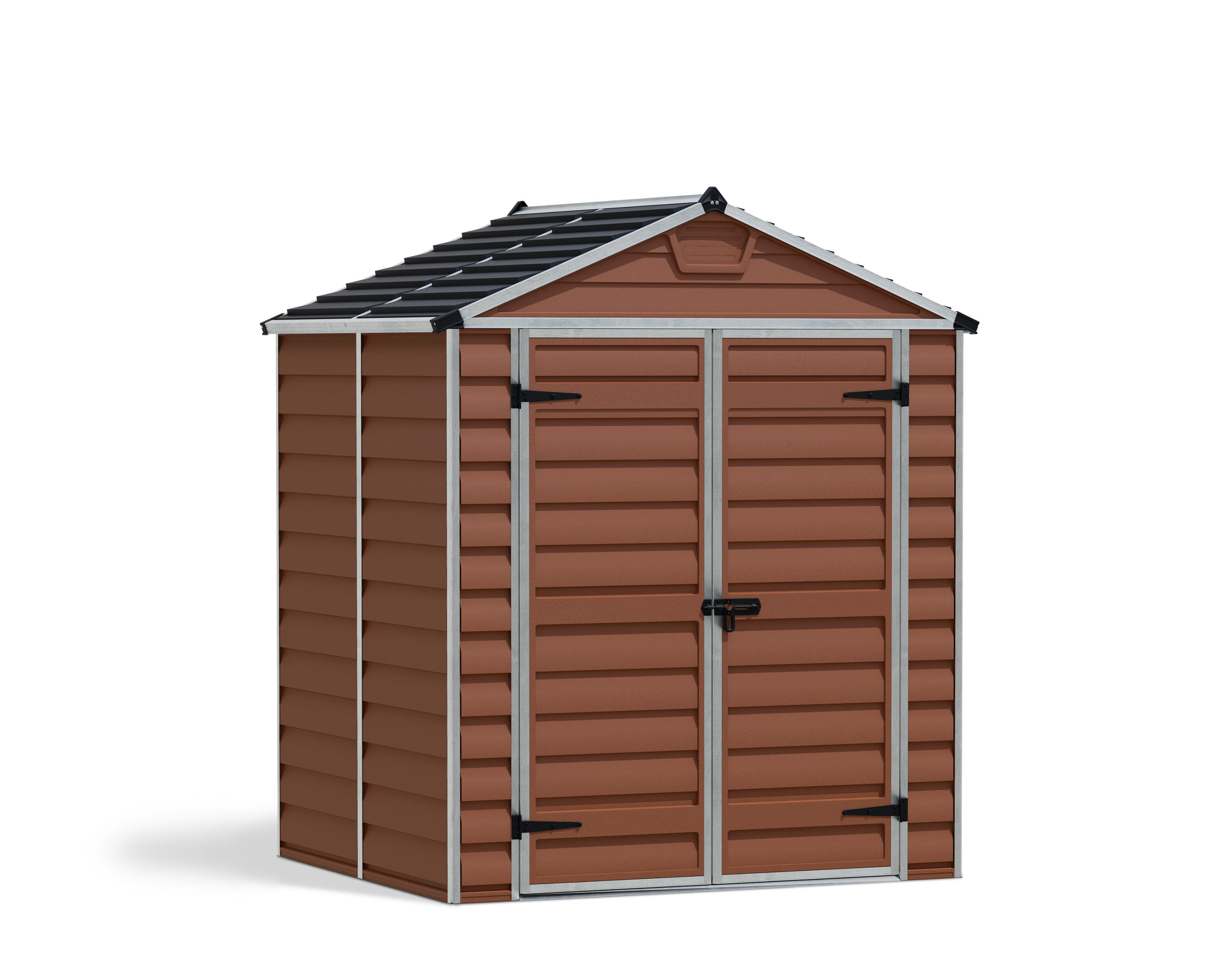caseta de policarbonato skylight de 185x217x154 cm y 28 m2 con 1 mm espesor y doble puerta abatible canopia by palram