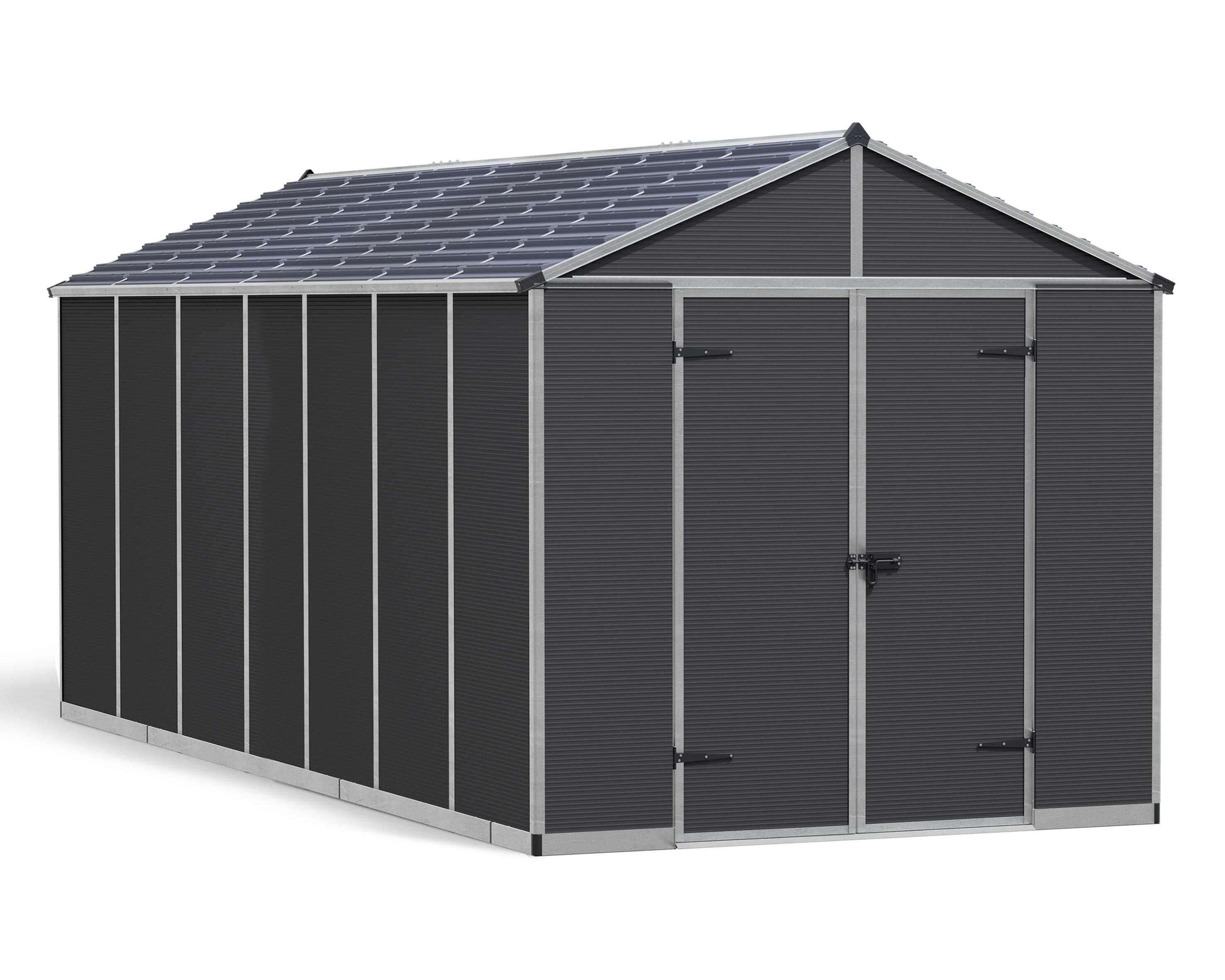 caseta de policarbonato rubicon de 237x232x528 cm y 12 m2 con 10 mm espesor y doble puerta abatible canopia by palram