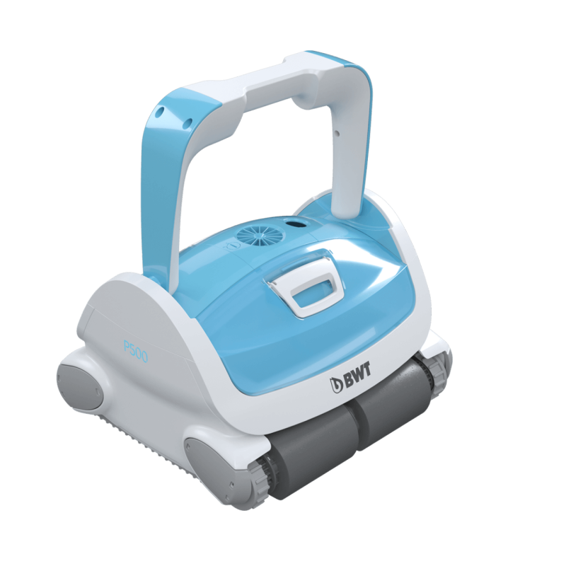 Robot de piscina bwt p500 led para limpiar fondo, pared y línea de flotación de piscina con carro