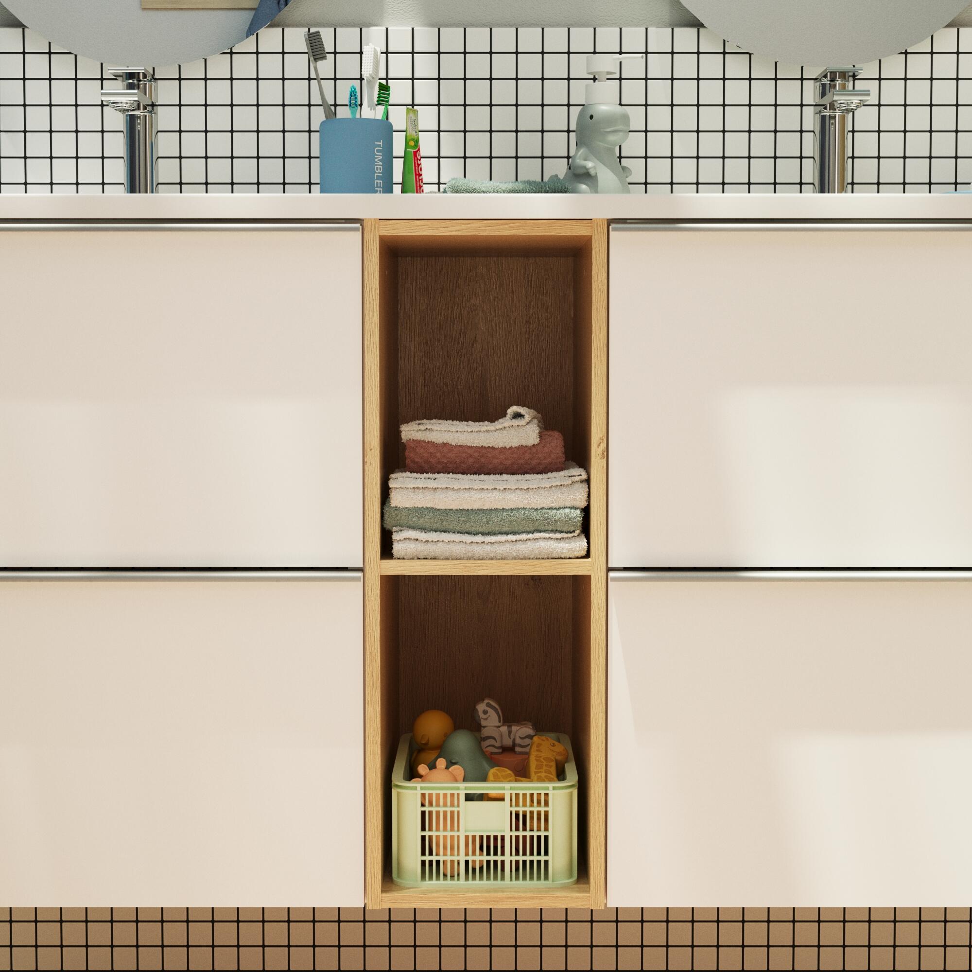 Mobile da bagno sospeso sotto lavabo L 120 x H 55 x P 45 cm bianco laminato opaco, 4 cassetti SENSEA Modern - 5