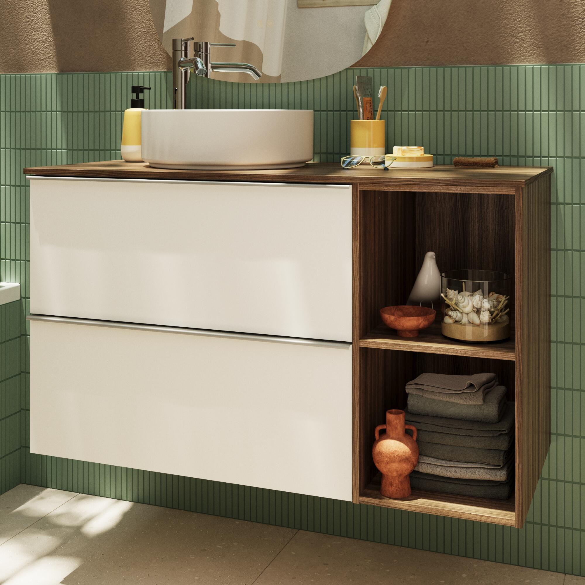 Top per lavabo Modern SENSEA L 101 x H 12 x P 46 cm noce truciolare, stratificato - 5