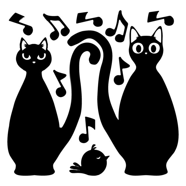 Sticker Cats Silhouttes 31x31 cm nero bianco