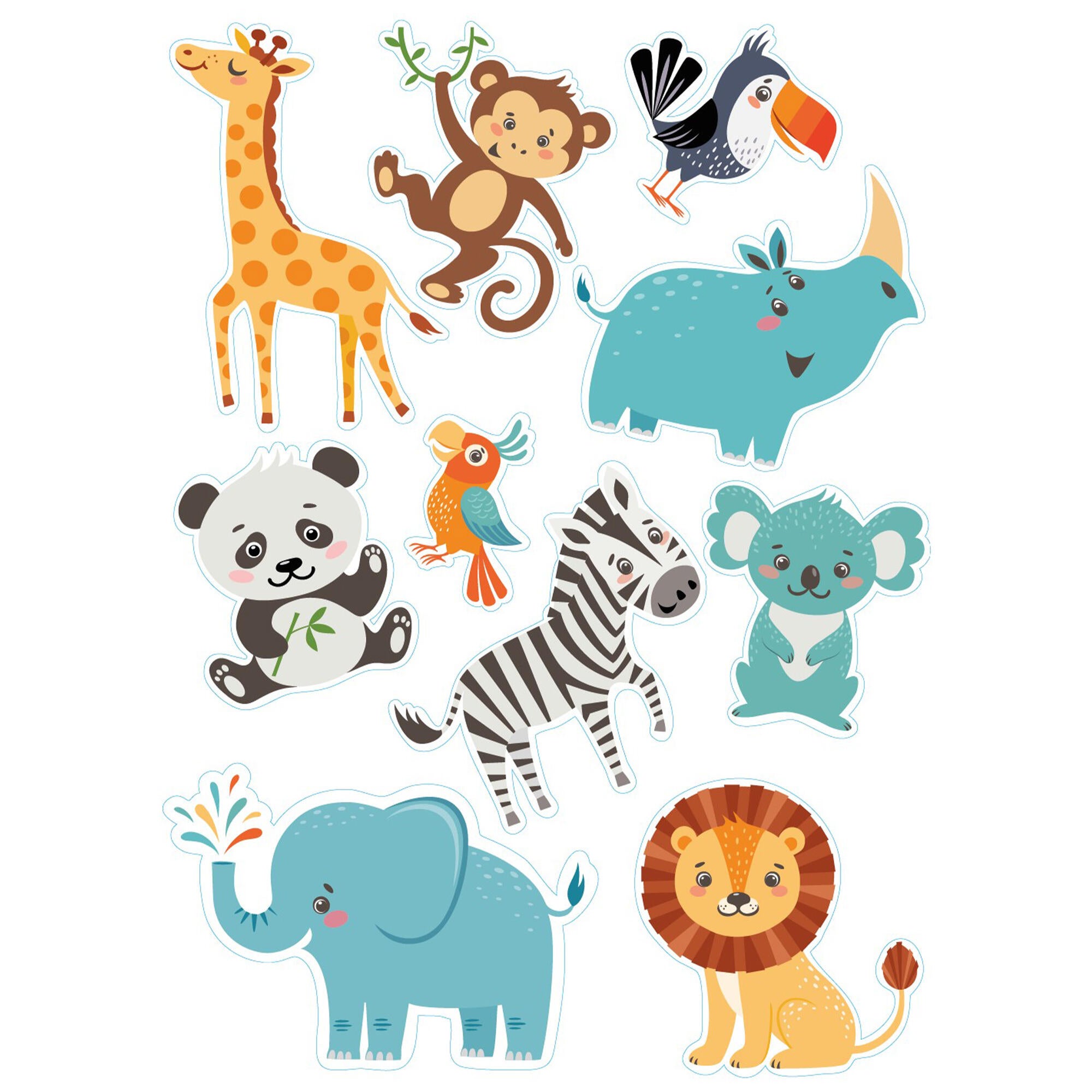 Sticker décoratif animaux du zoo, multicolore x 48 cm - 2