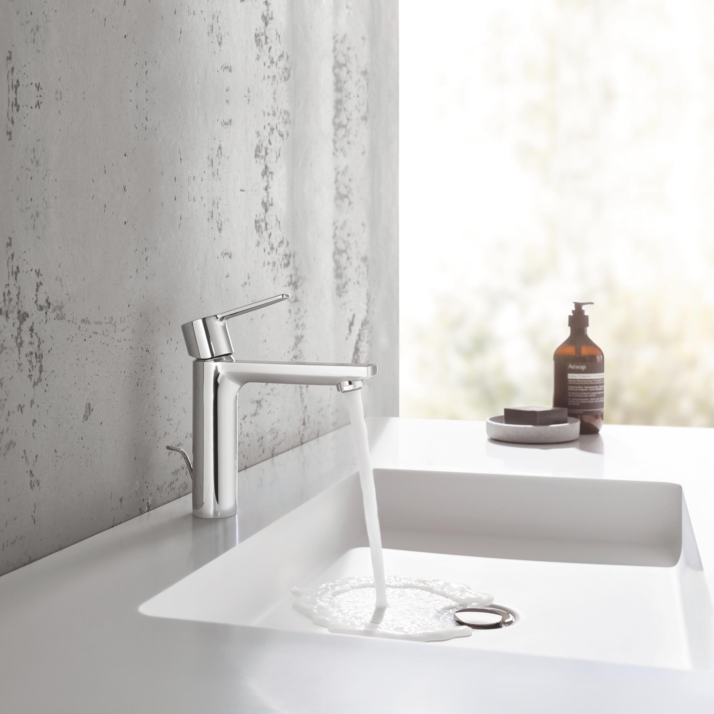 Rubinetto per lavabo a canna media getto laminare cristallino Lineare cromo spazzolato lucido GROHE - 3
