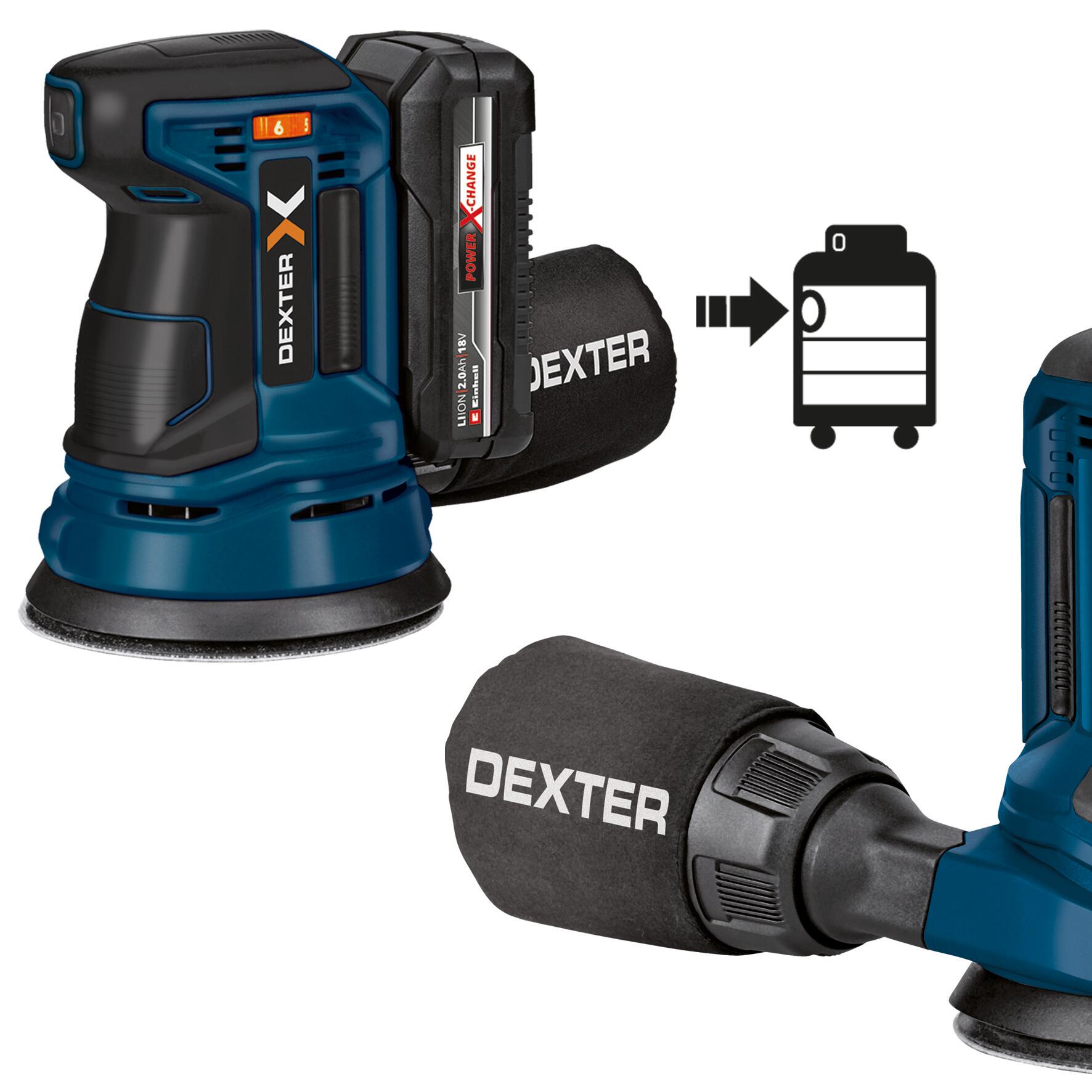 Lijadora Excéntrica DEXTER POWER X-CHANGE 18 V + 1 Batería 2.0 Ah + Cargador - 7