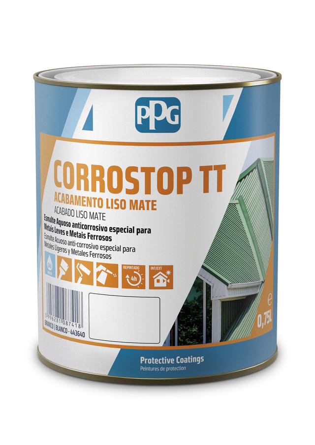 ESMALTE AQUOSO ANTIOXIDANTE MATE LISO CORROSTOP TT 750ML VERDE