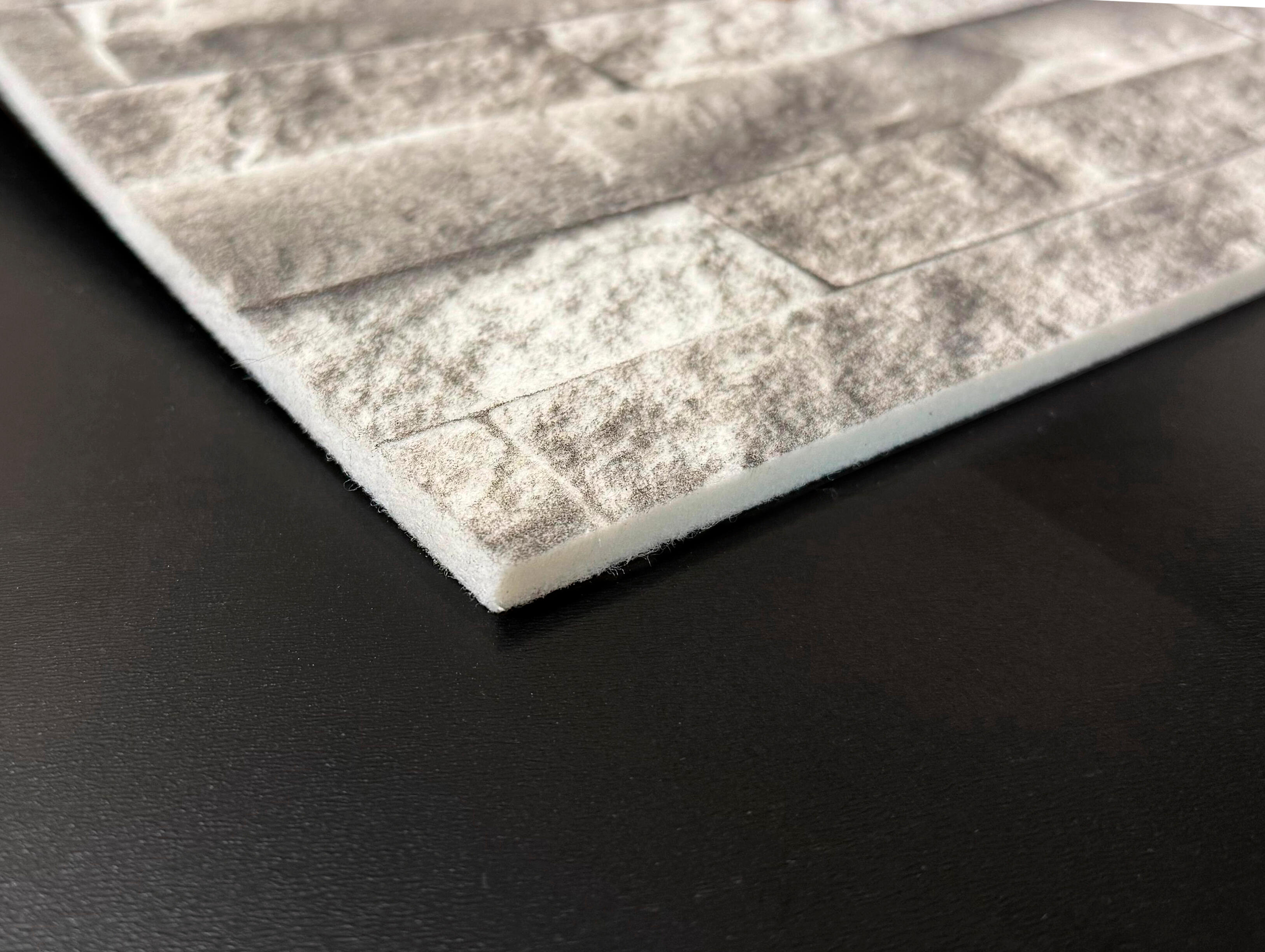 Revestimiento de pared decorativo efecto piedra acústico PET Acoustic Wall blanco de 260x60cm - 3