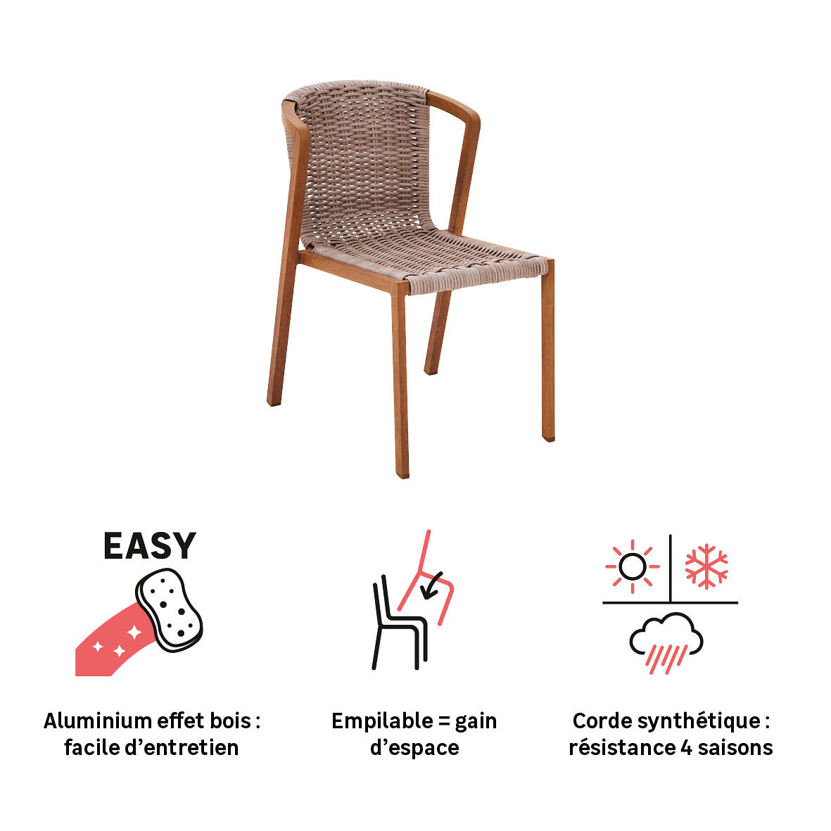 Chaise en aluminium et résine effet naturel Gaia NATERIAL - 4