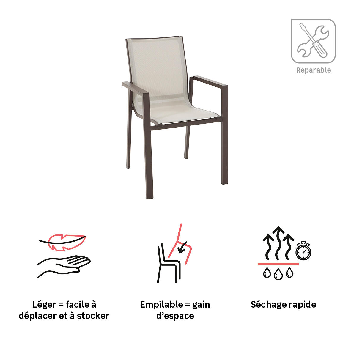Fauteuil NATERIAL Odyssea Gamma moka - 4