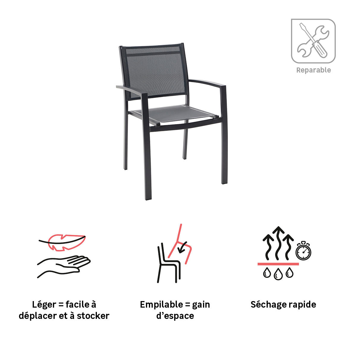 Fauteuil NATERIAL Lyra Beta gris anthracite - 5