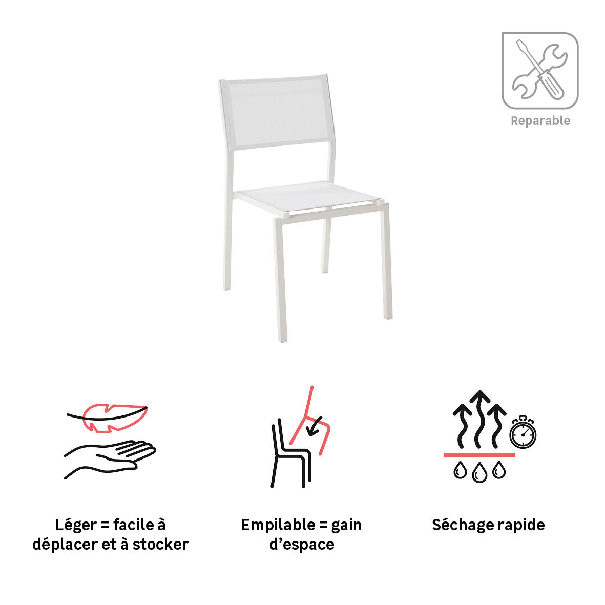 Chaise NATERIAL Lyra beta blanc - 3