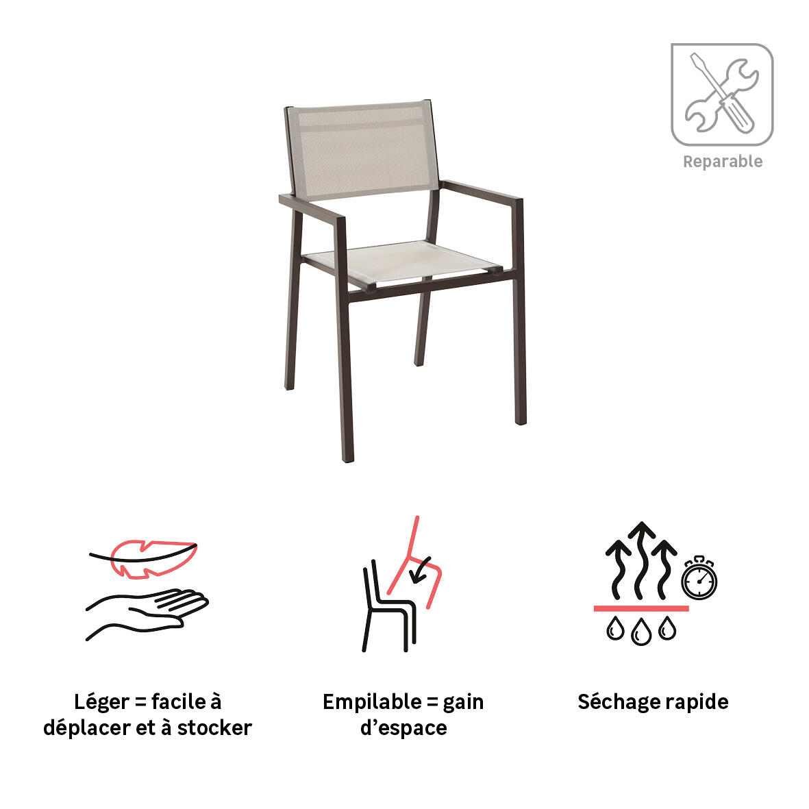 Fauteuil NATERIAL Orion Alpha II gris moka - 3