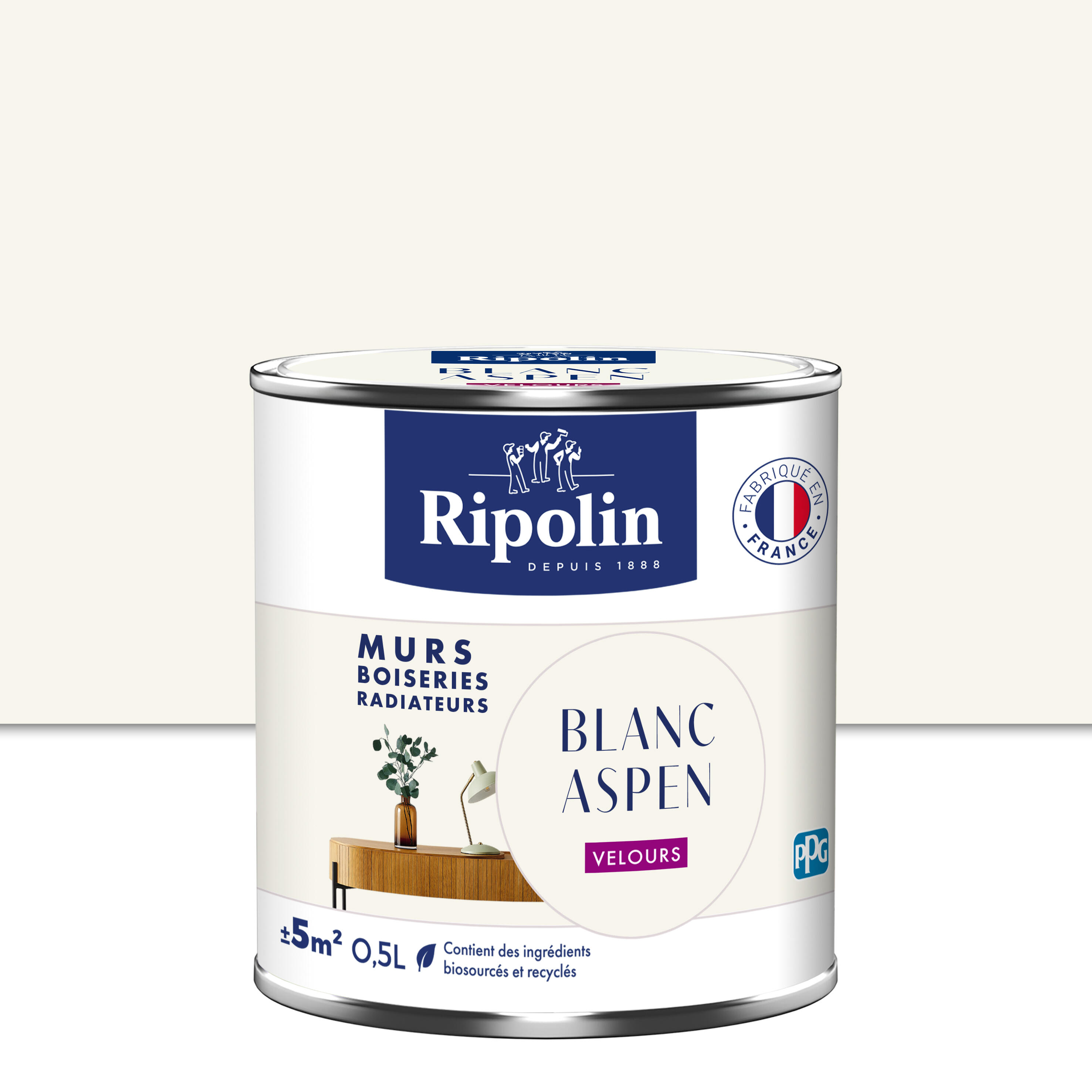 Peinture mur blanc aspen velours RIPOLIN 0.5L | Leroy Merlin