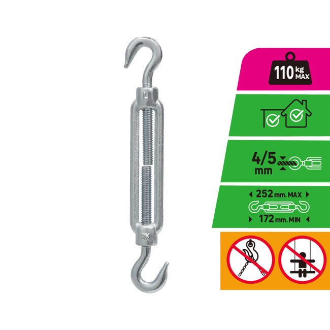 Tenditori Cavo Acciaio Inox Con Gancio | Set Da 4 Pezzi Per Recinzioni E Stendibiancheria | Regolabili - Foto 11