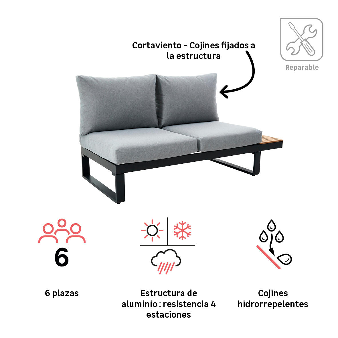 Set de porche de jardín esquinero de aluminio Persea - 4