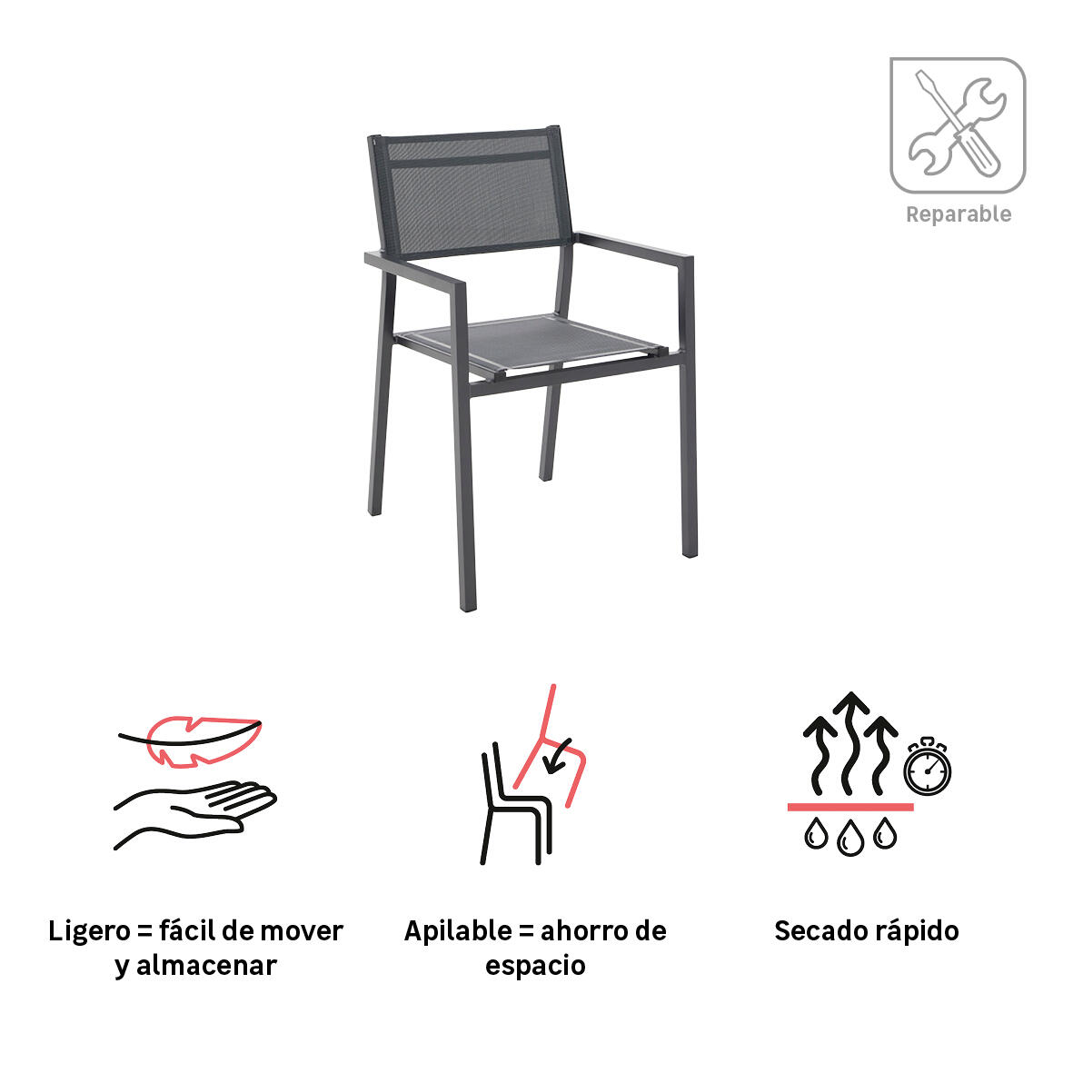 Conjunto comedor para jardín Sanibel II para 6 comensales - 5