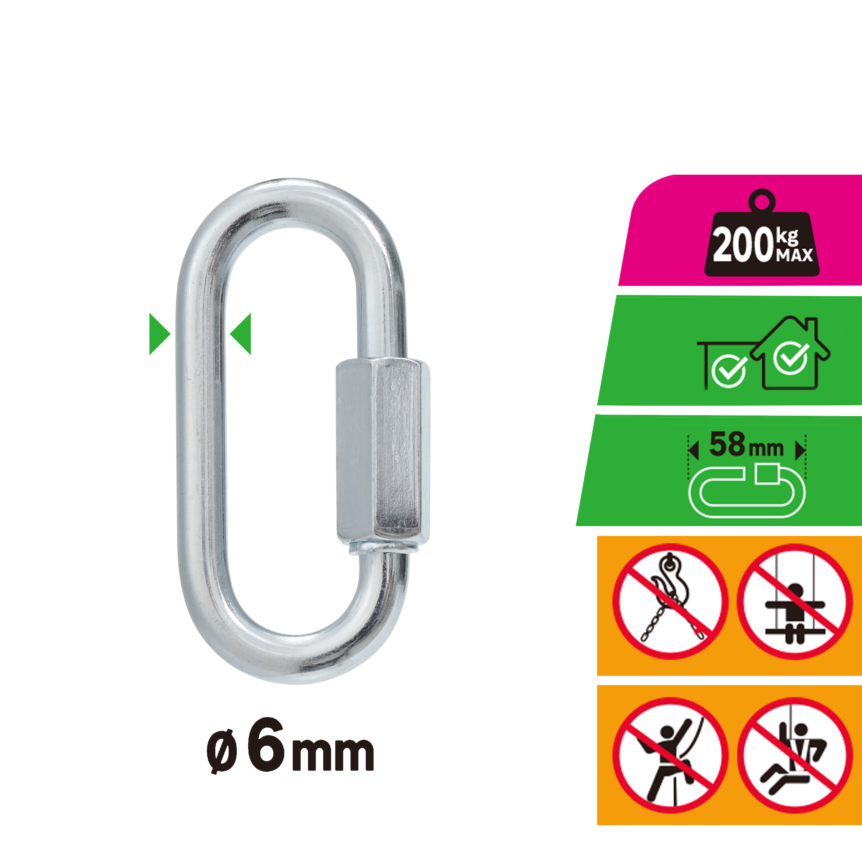 Eslabón de unión de acero cincado STANDERS carga max. 200 kg ø 6 mm - 2
