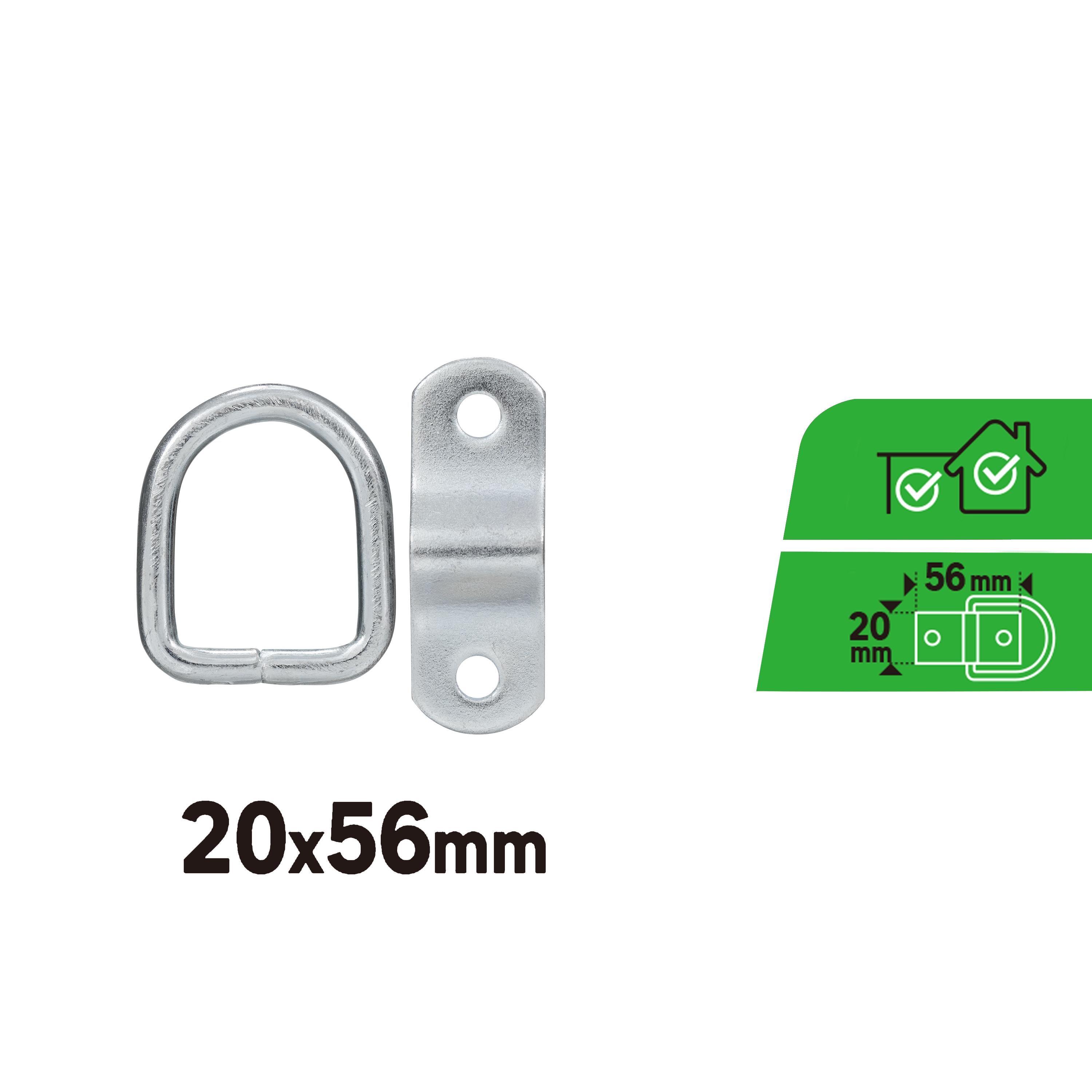 2 placas con anilla en acero cincado de 20 x 56 mm - 3