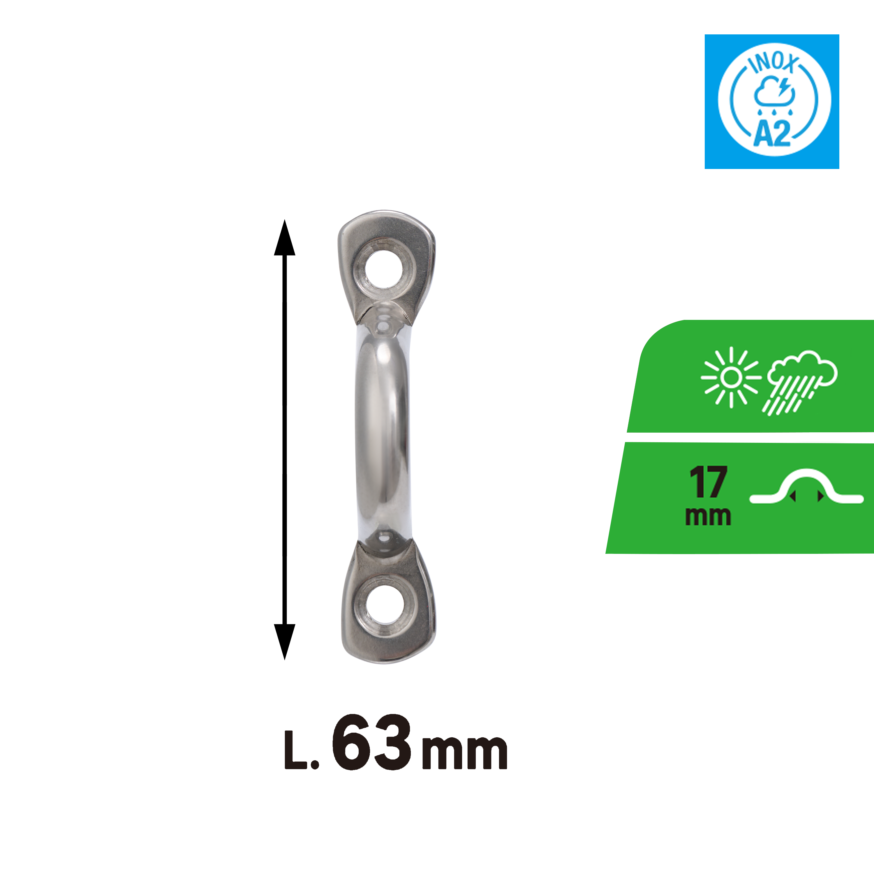 Estribo de acero inoxidable A2 STANDERS ø interior 17 mm - 2