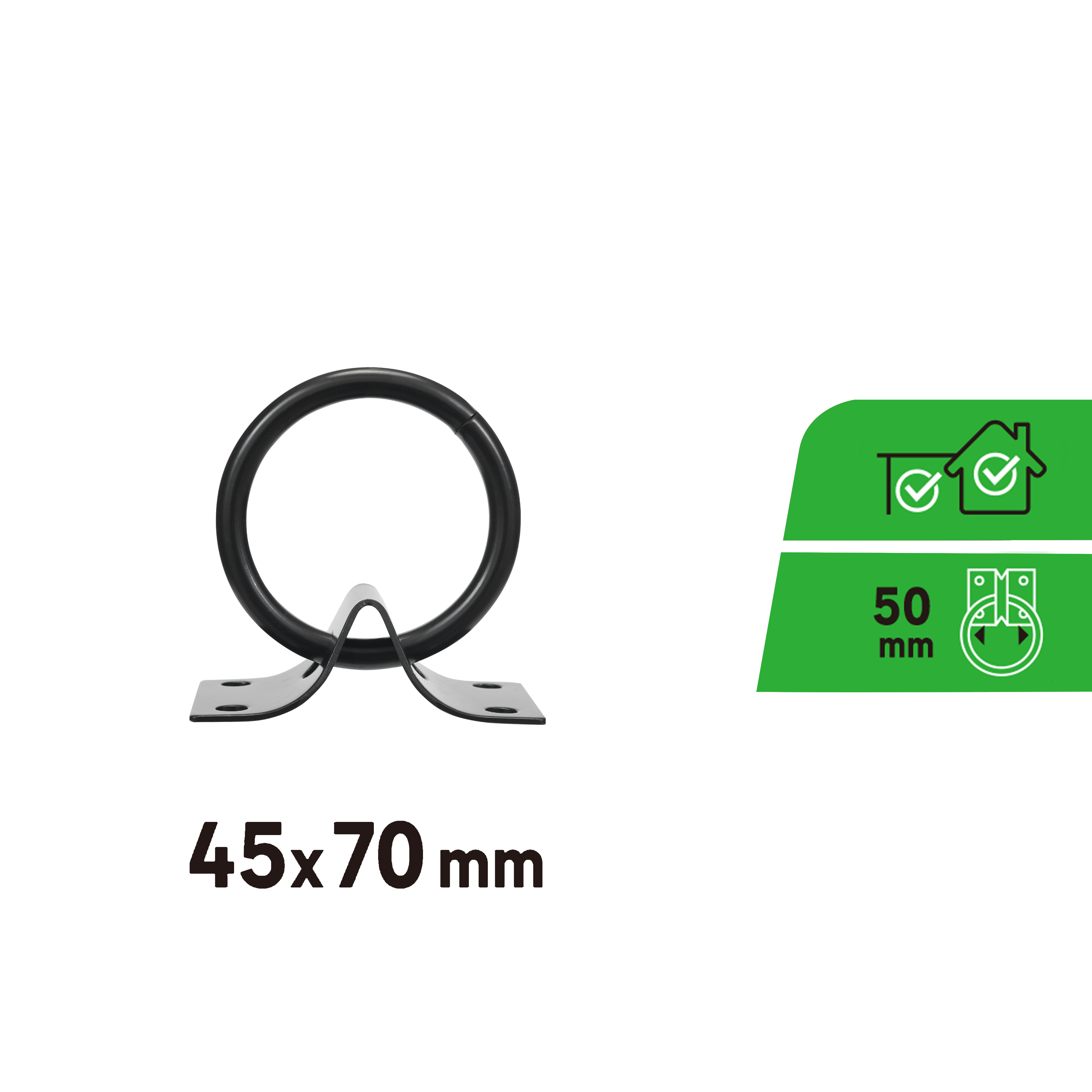 Anilla móvil con placa de acero cincado negro STANDERS Diam.50 mm - 3