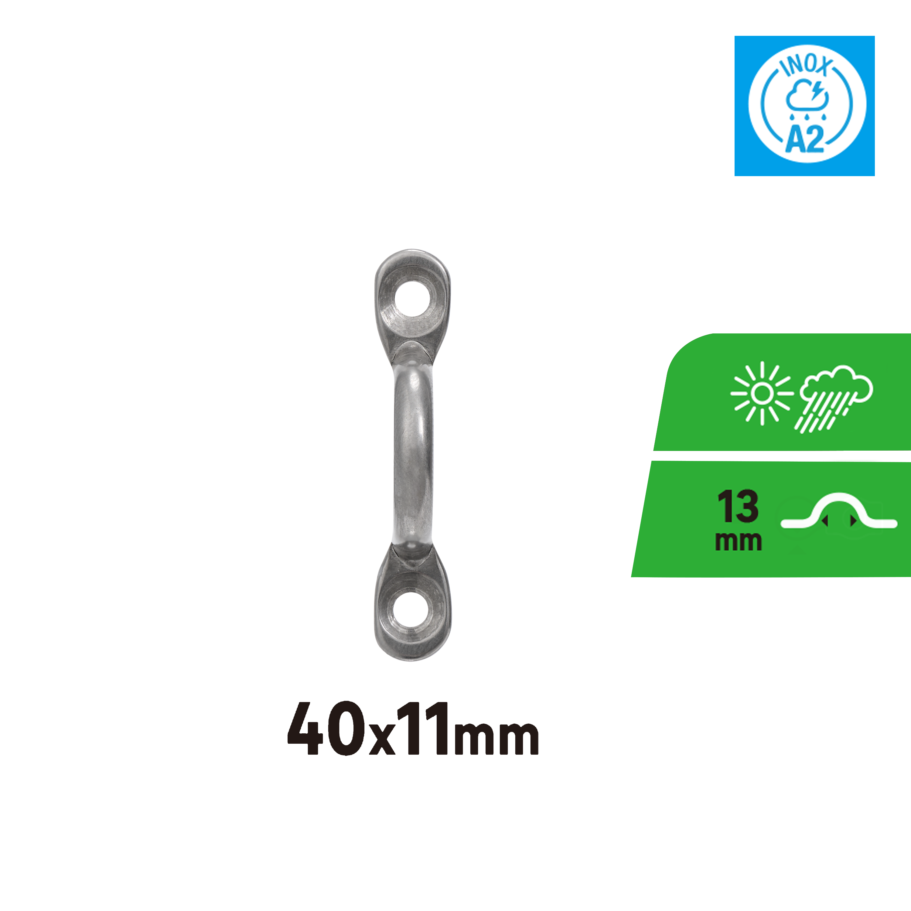 Estribo de acero inoxidable A2 STANDERS ø interior 13 mm - 3