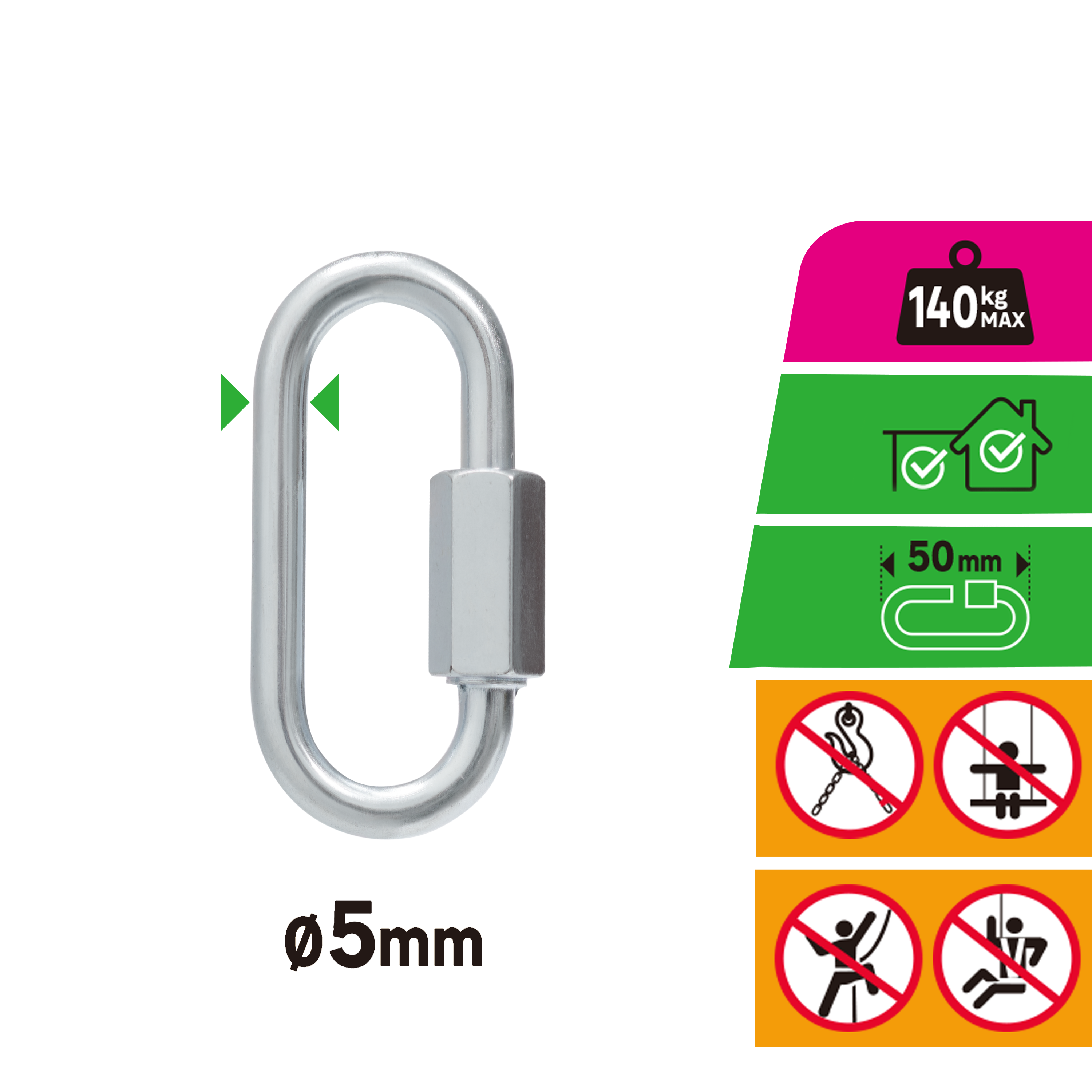 Eslabón de unión de acero cincado STANDERS carga max. 140 kg ø 5 mm - 2