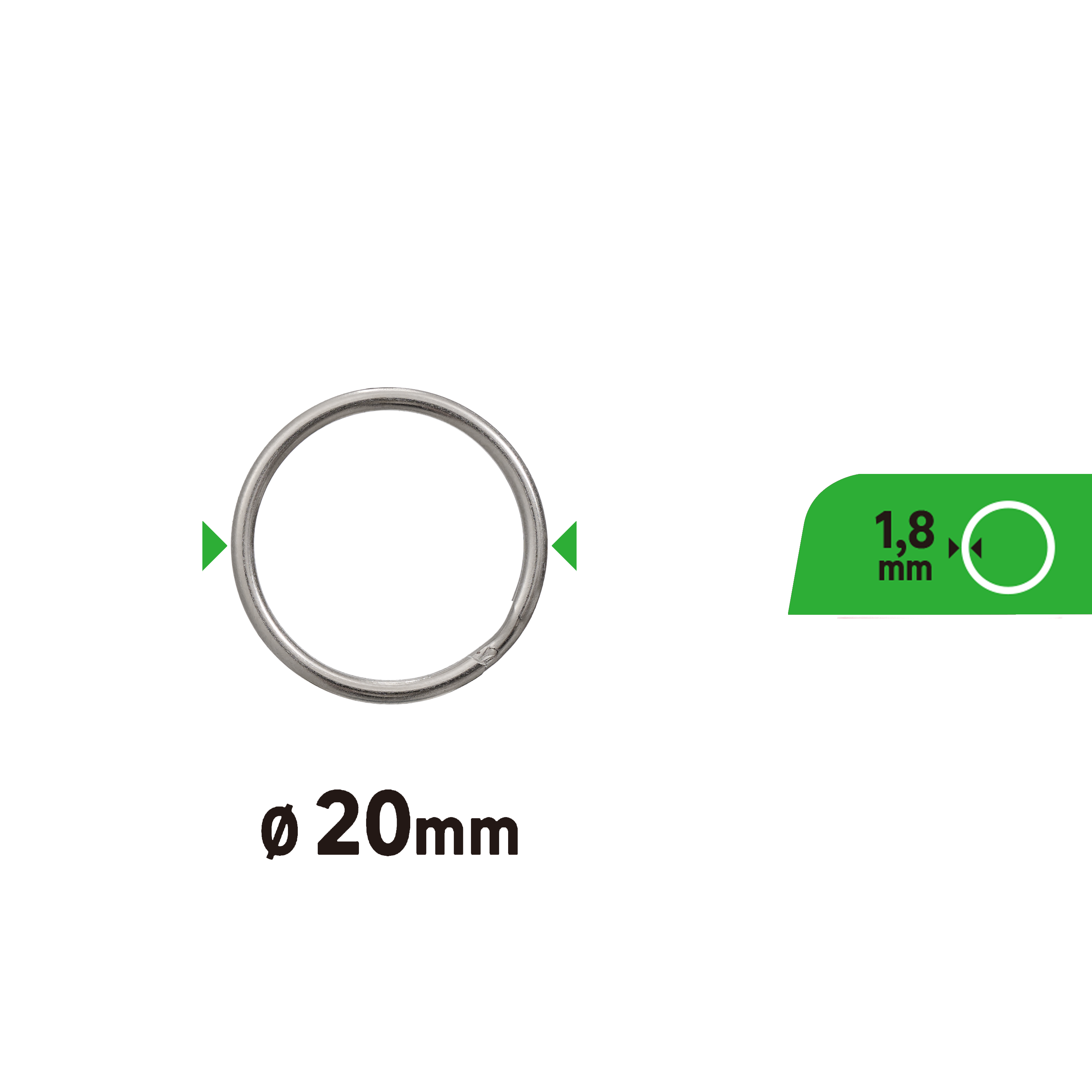 4 anillos partido en acero niquelado Ø 20 mm - 3