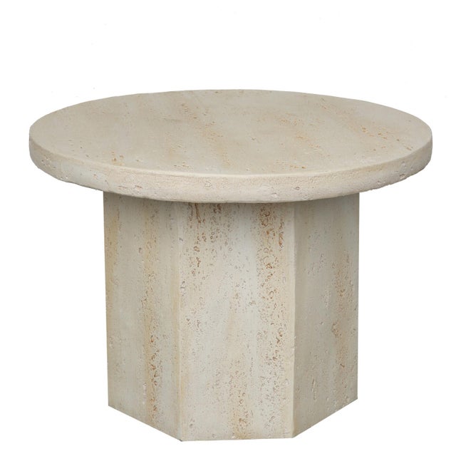 Table d'appoint Travertin, beige Dia.45 x H.65 cm