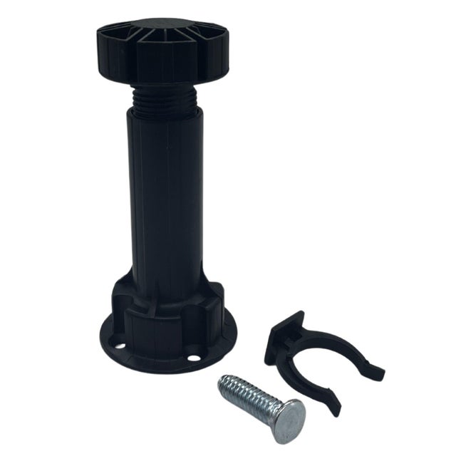 Set di 4 piedi per mobili regolabili in PVC nero lucido P 12 x H 5 cm