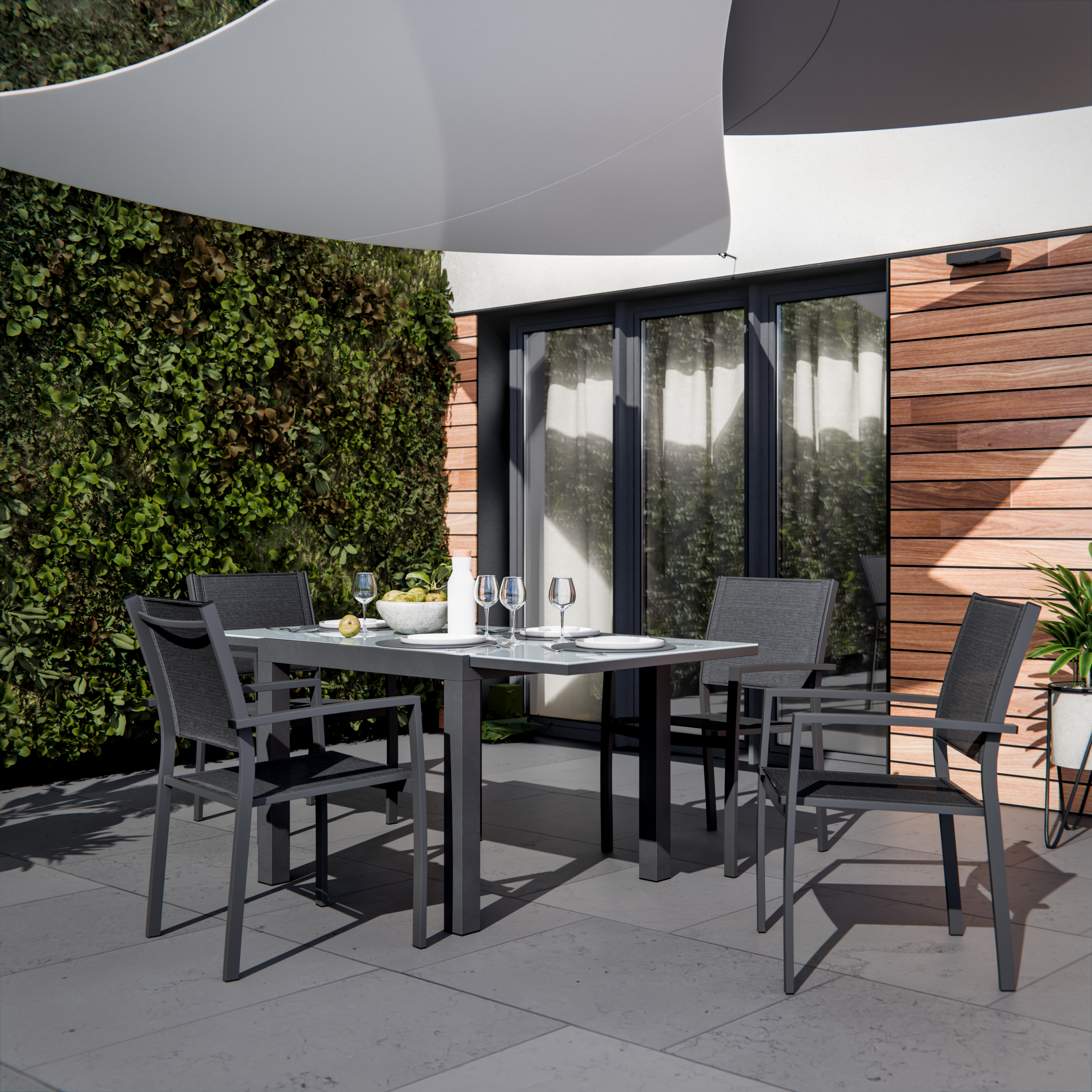 Cadeira de refeição com braços alumínio e textileno antracite Naterial Lyra Beta - 6