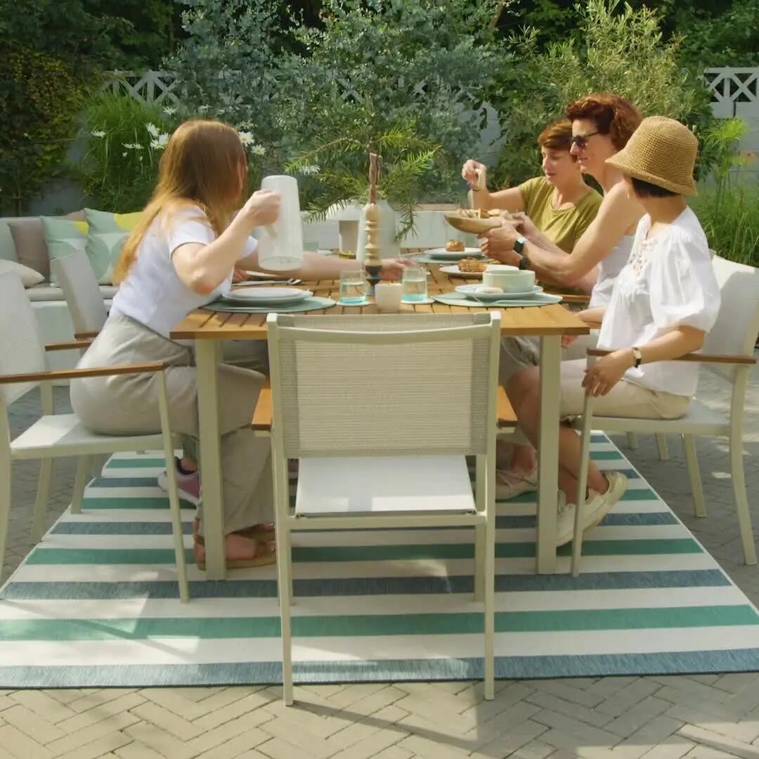 Table de jardin rectangulaire NATERIAL Oris alu crème/eucalyptus, 6/8 personnes - 7
