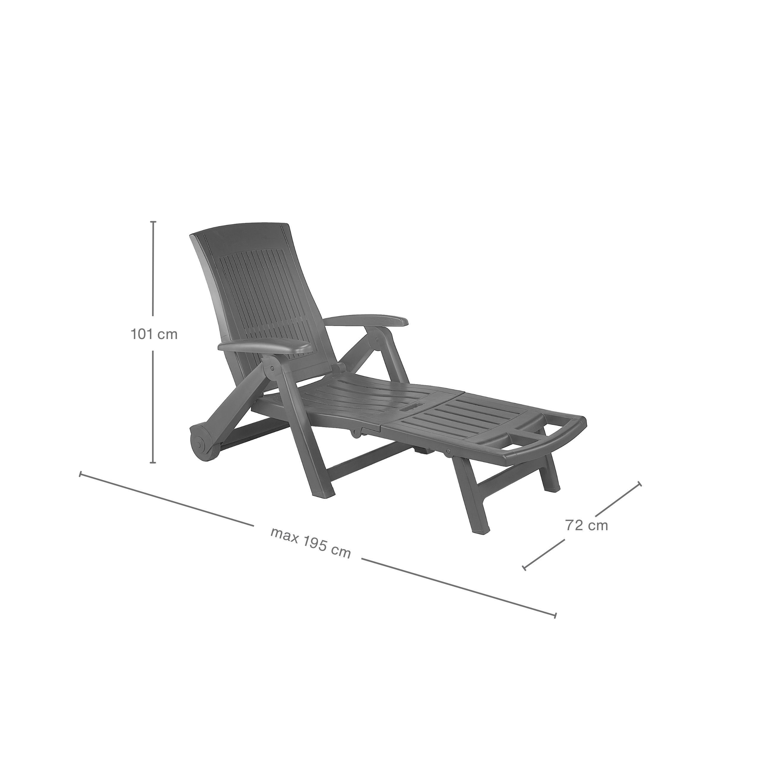 Leżak ogrodowy składany Zircone z kółkami antracytowy Vog - 2