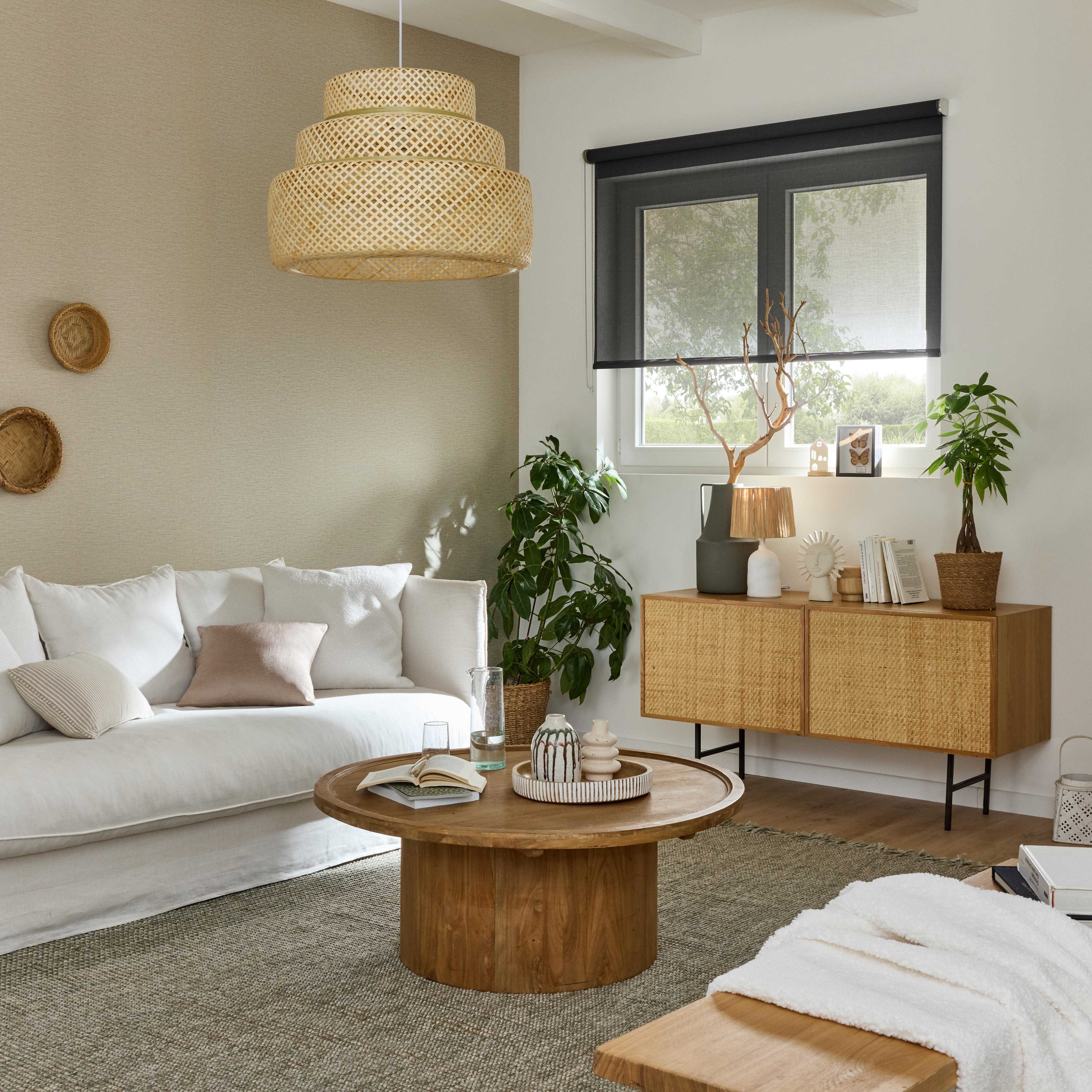 Lampa stołowa Bomoa biała raffia E27 Inspire - 5