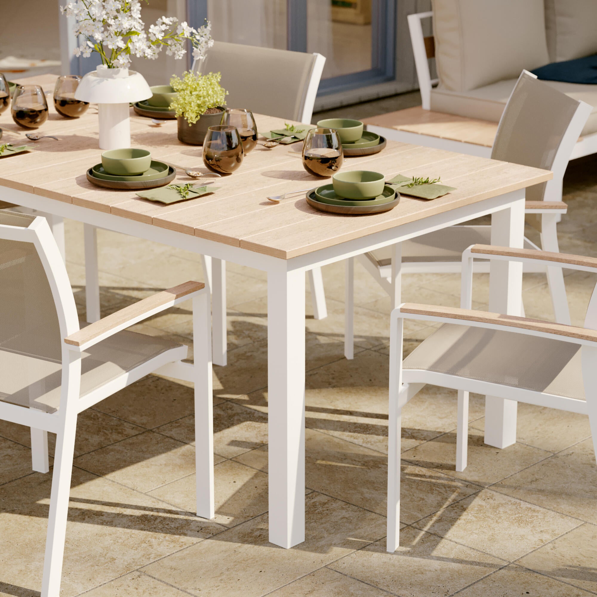 Mesa refeição madeira sintética e alumínio 200X100 cm branco Naterial Clara - 6