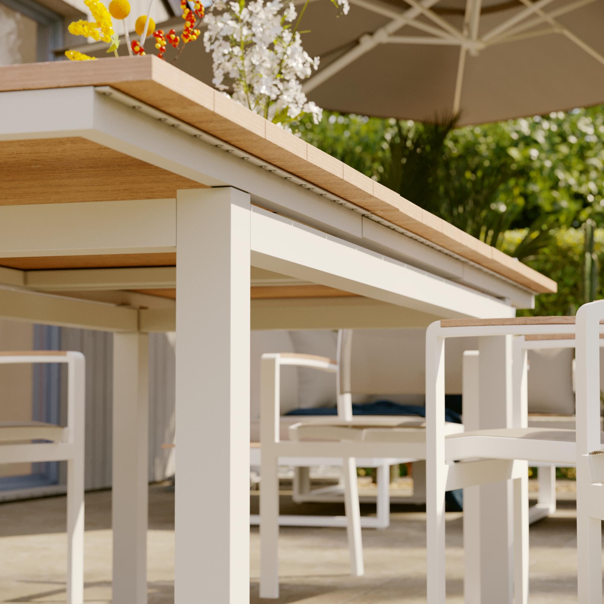 Mesa extensível madeira sintética e alumínio 156/220X90 cm branco Naterial Clara - 6