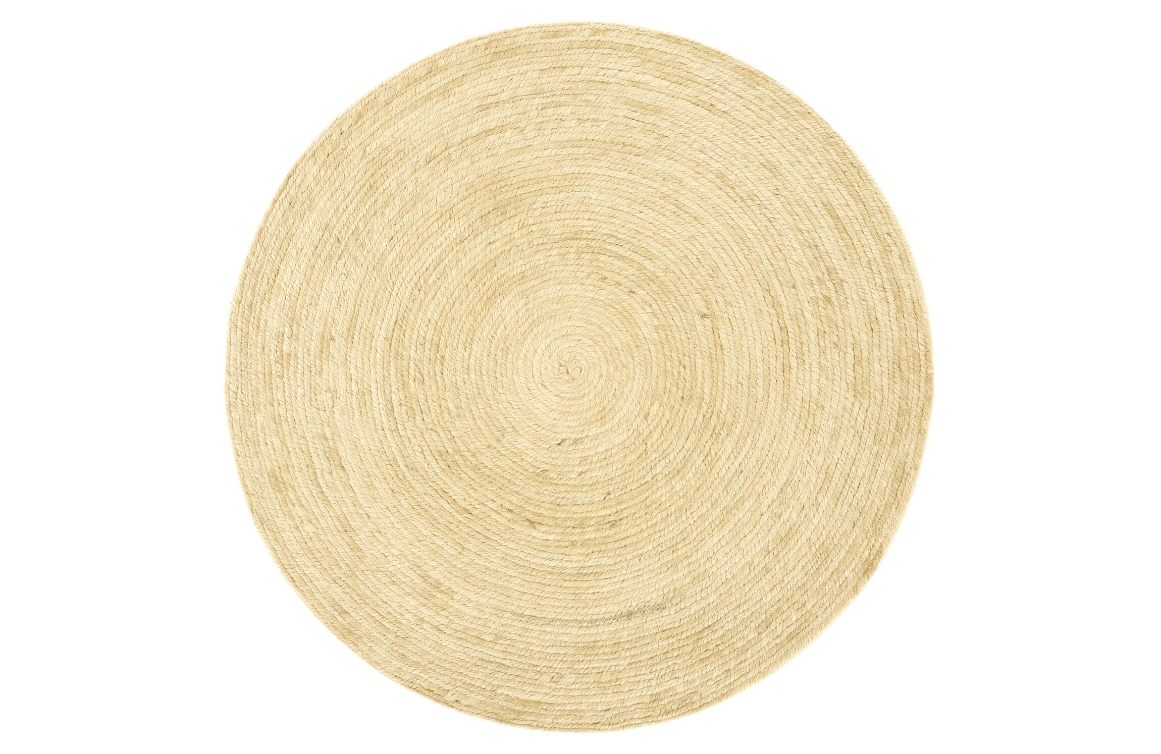 Alfombra exterior/interior yute unicolor liso amarillo pastel redonda 140x140cm