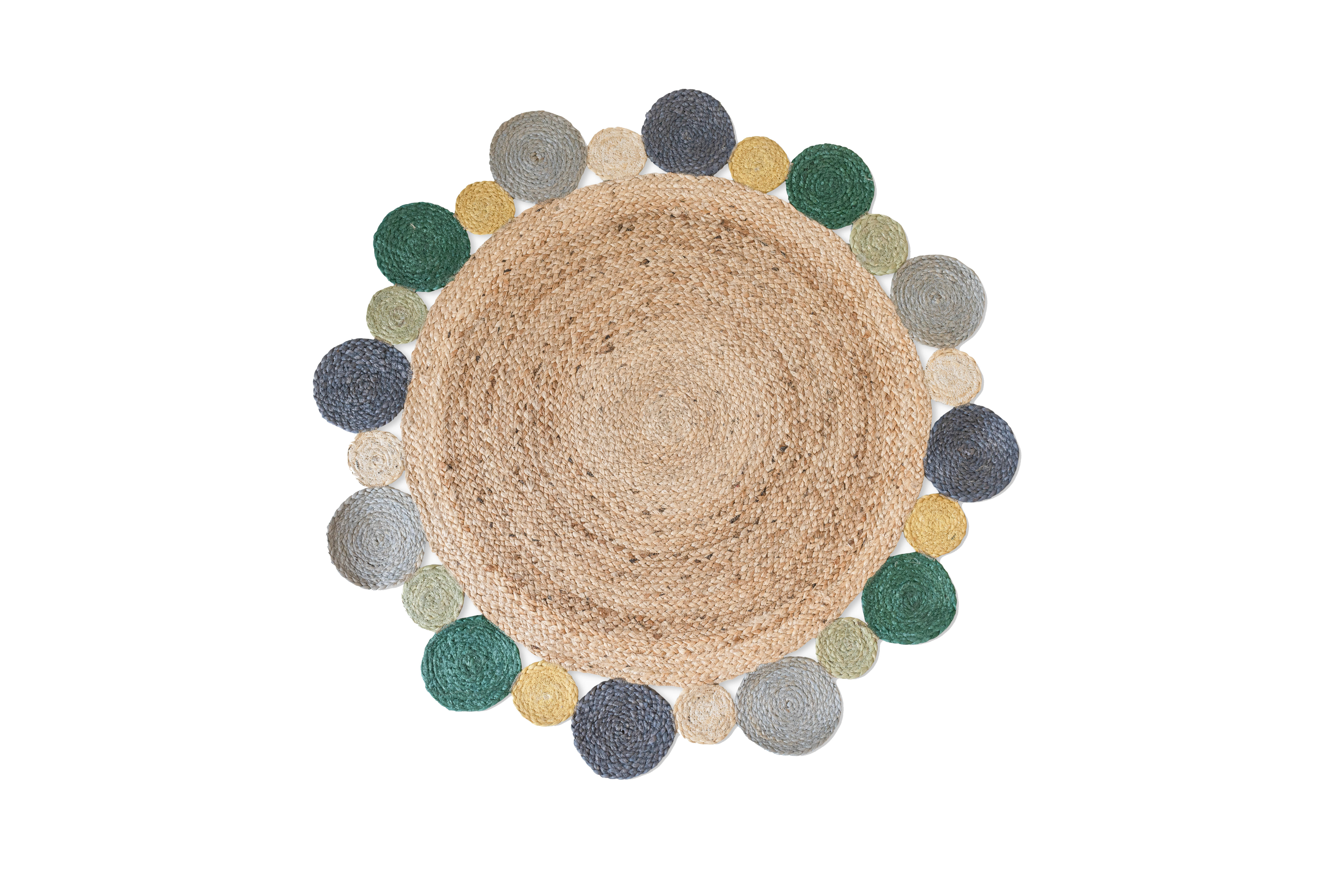 Alfombra exterior/interior yute nara liso natural redonda 90x90cm