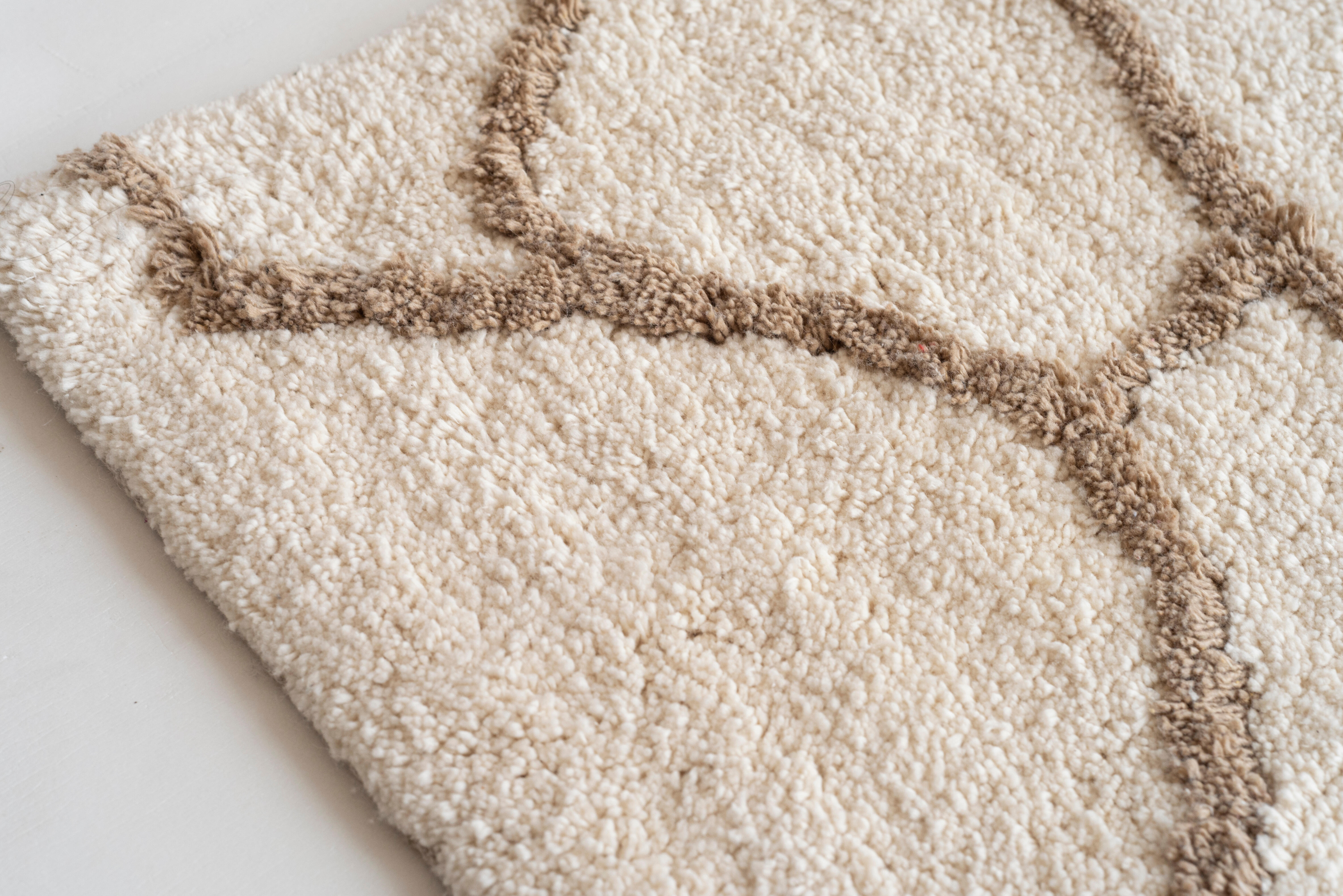 Alfombra algodón Berberí Natalia 160x230cm PARENTESI QUADRA con líneas natural lavable en lavadora - 4