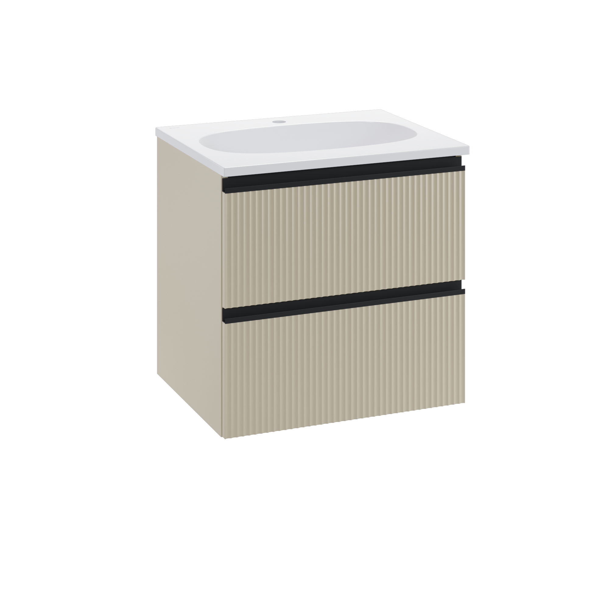 Mobile da bagno sospeso sotto lavabo L 60 x H 58 x P 48.1 cm beige laccato opaco, 2 cassetti SENSEA Studio - 2