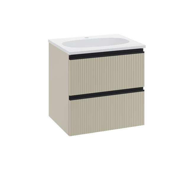 Mobile da bagno sotto lavabo SENSEA Studio beige laccato opaco L 60 x H 58 x P 48.1 cm 2 cassetti, lavabo non incluso