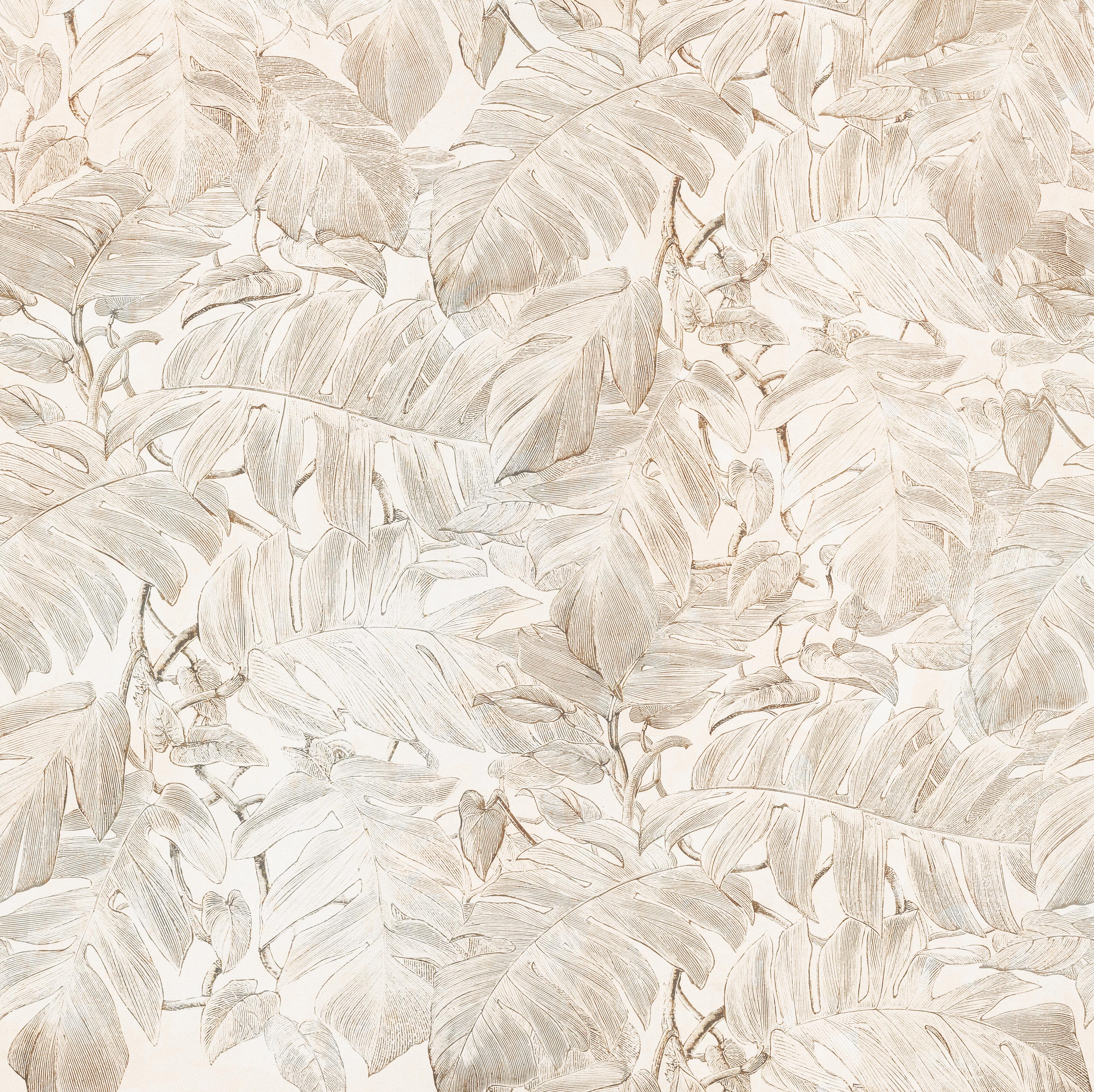 Papier peint panoramique hojas beige l.250 x H.250 cm - 2