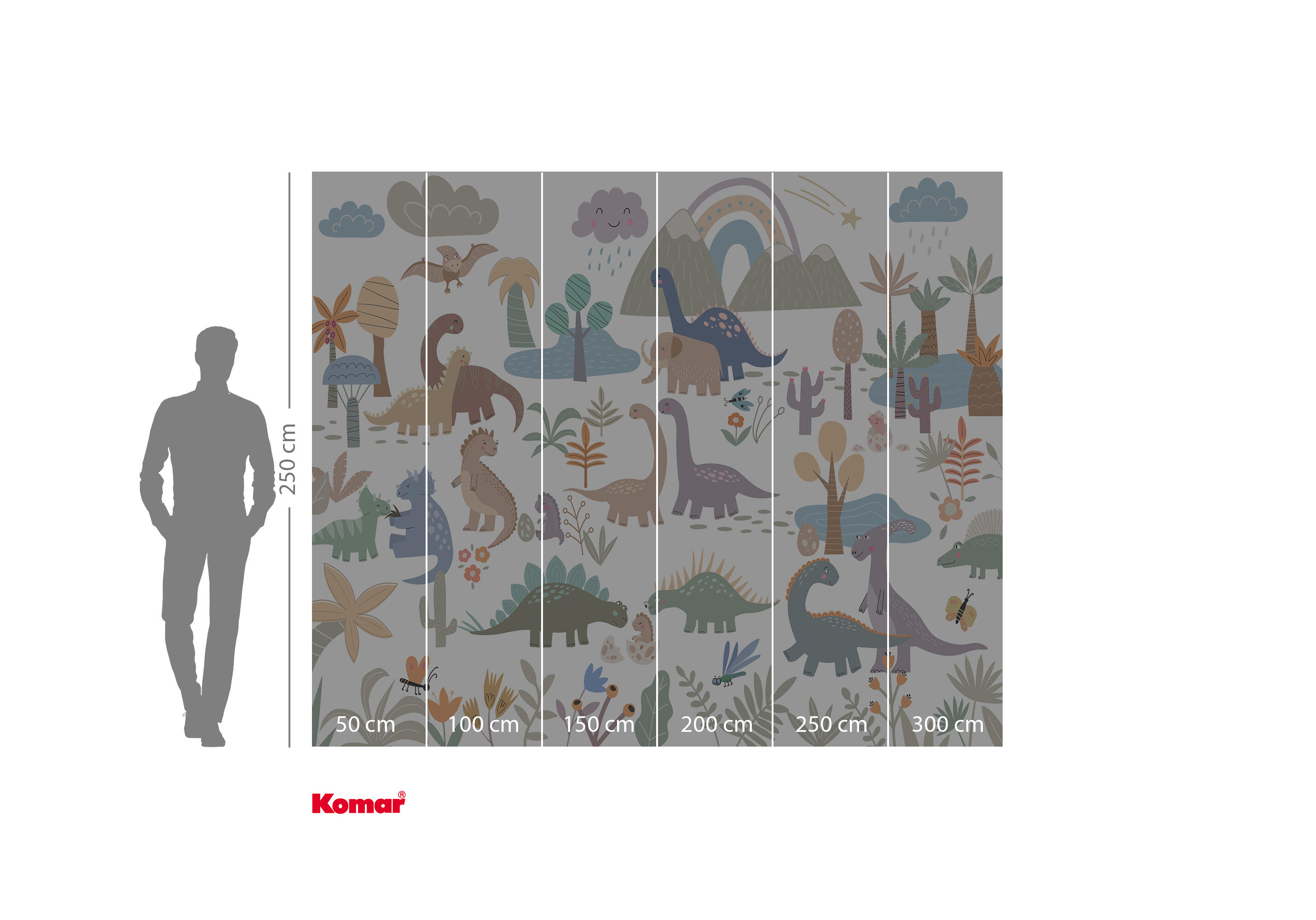 Papier peint panoramique happy dinos multicolore l.300 x H.250 cm - 3