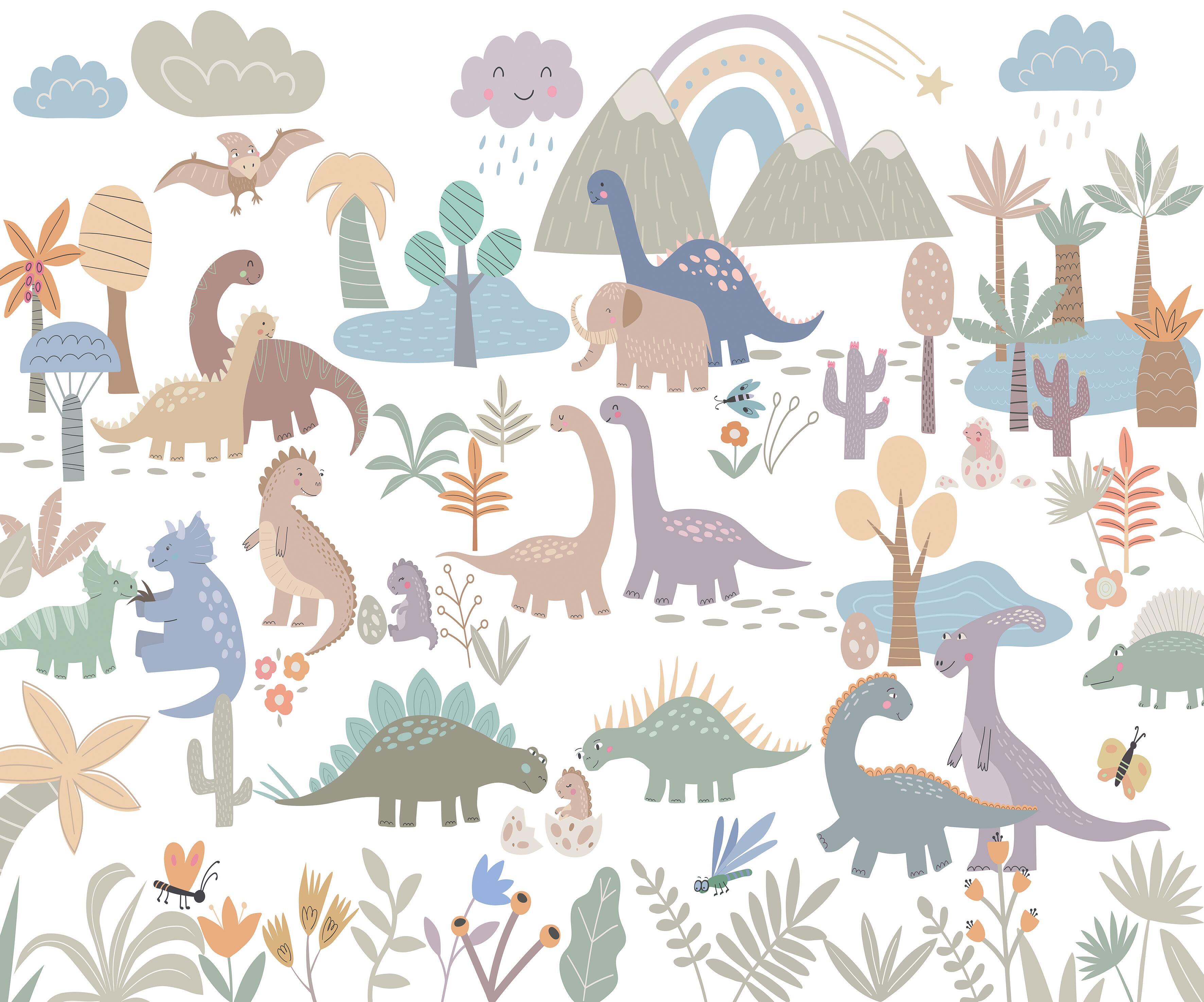 Papier peint panoramique happy dinos multicolore l.300 x H.250 cm - 2