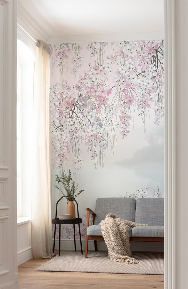 Papier peint panoramique boketto rose l.200 x H.250 cm