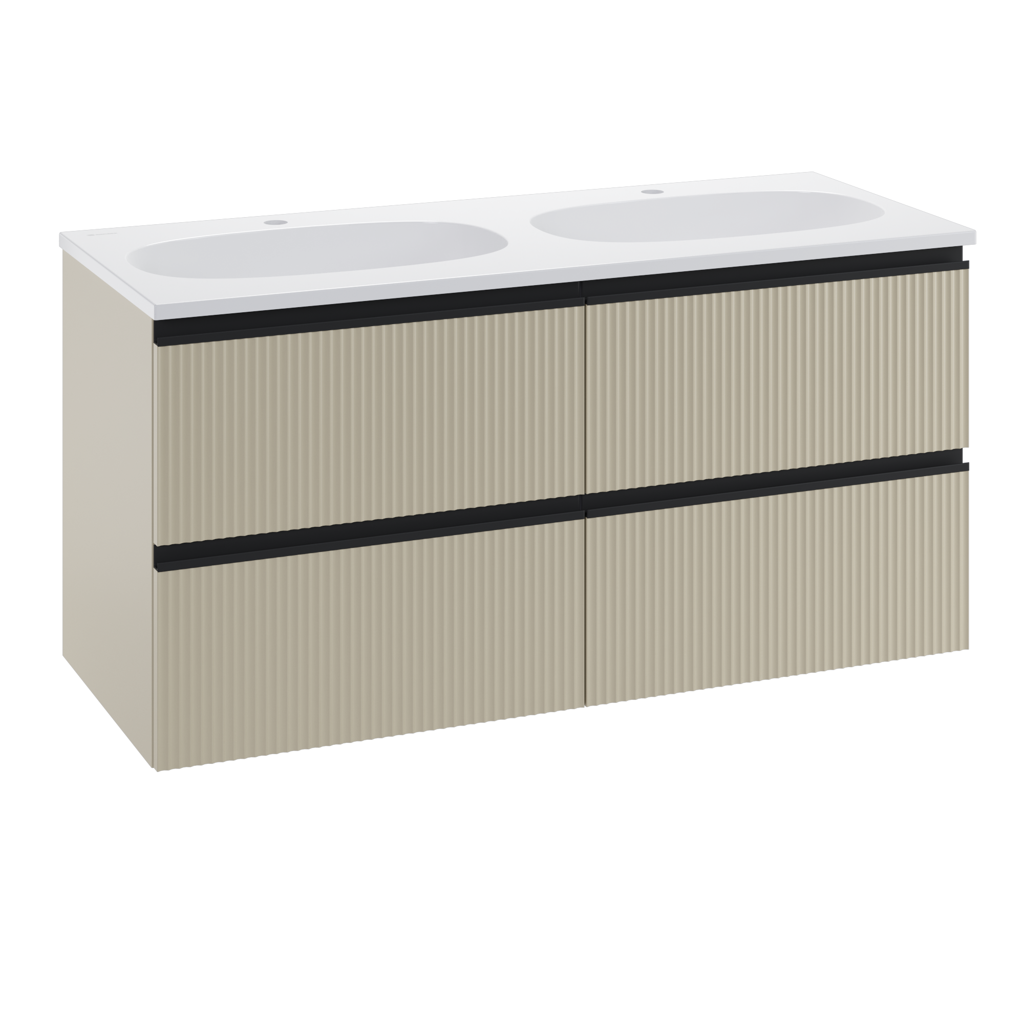 Mobile da bagno sospeso sotto lavabo L 60 x H 58 x P 48.1 cm beige laminato opaco, 2 cassetti SENSEA Studio - 2